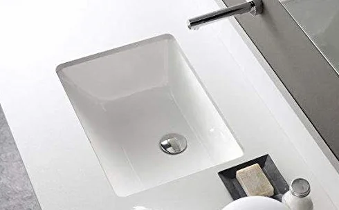 Nowoczesny 510 x 320 mm biały ceramiczny zlew TORINO prostokątny podmontowany - stylowy design z 1 otworem dla łatwej instalacji t do współczesnych kuchni
