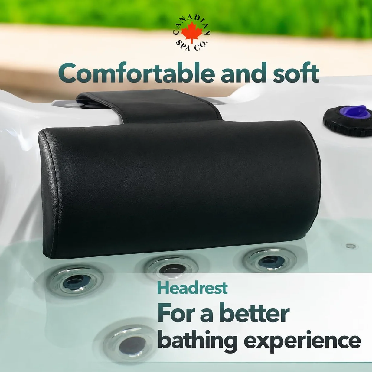 CANADIAN SPA CO. Zagłówek do wanny z hydromasażem na zewnątrz, poduszka pod kark do basenu wodoodporna, półokrągła, poduszka basenowa w kolorze czarnym, akcesoria do wanien z hydromasażem