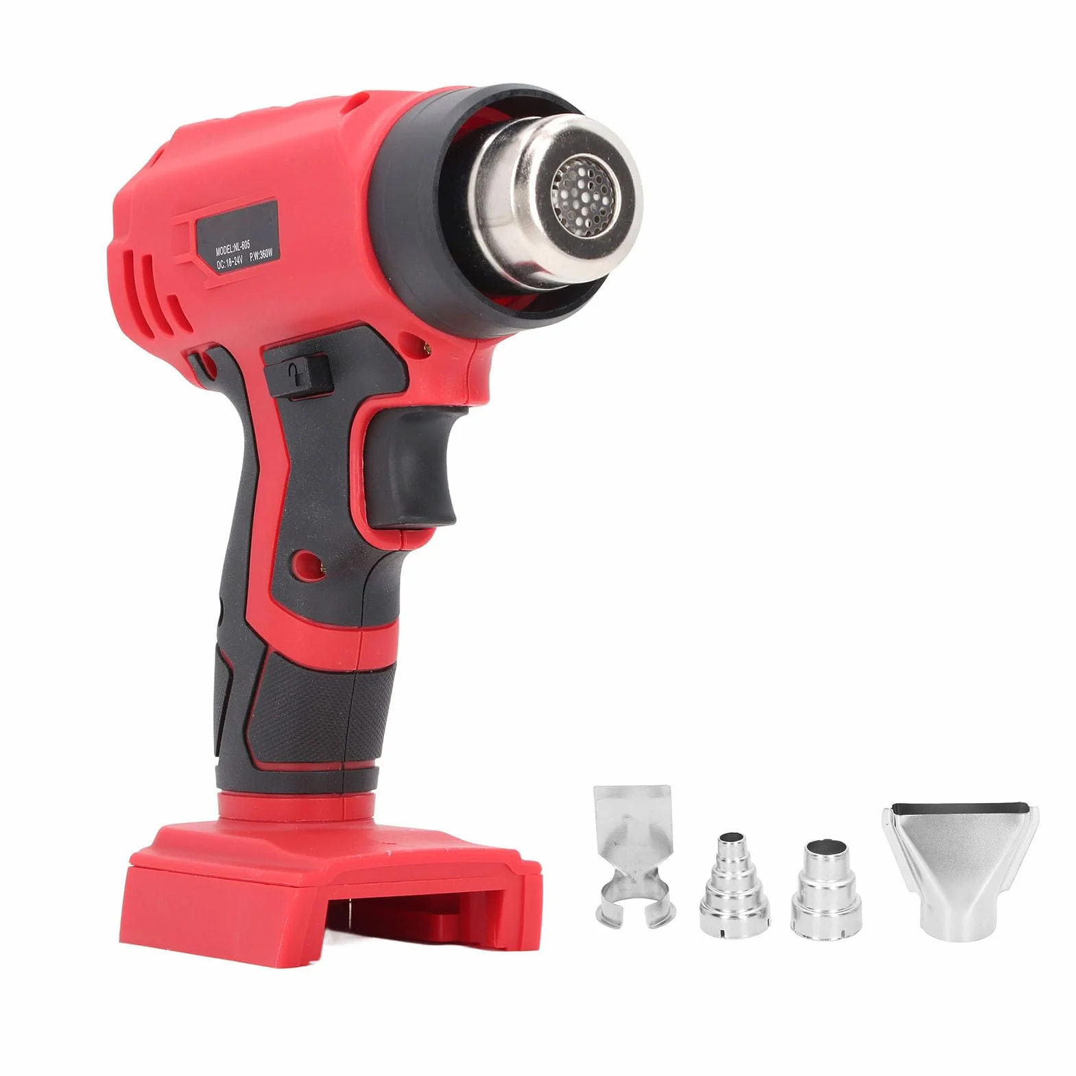 Hyuduo Bezprzewodowa Opalarka ABS Opalarka na gorącą wiatrówkę ze Stali Nierdzewnej 360 W 752F z 4 Dyszami do Rurek Termokurczliwych i Majsterkowania do Baterii Litowej 18 V 48 11 1811