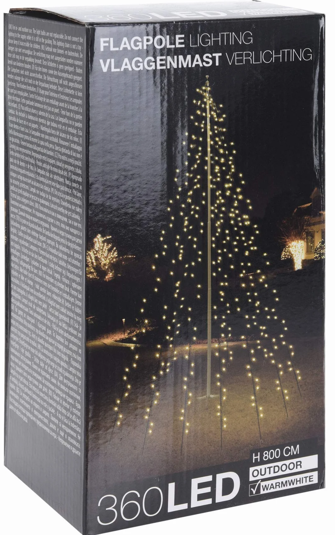 Spetebo Łańcuch świetlny na maszt flagowy 10 sznurów 8m 360 LED ciepła biel IP44