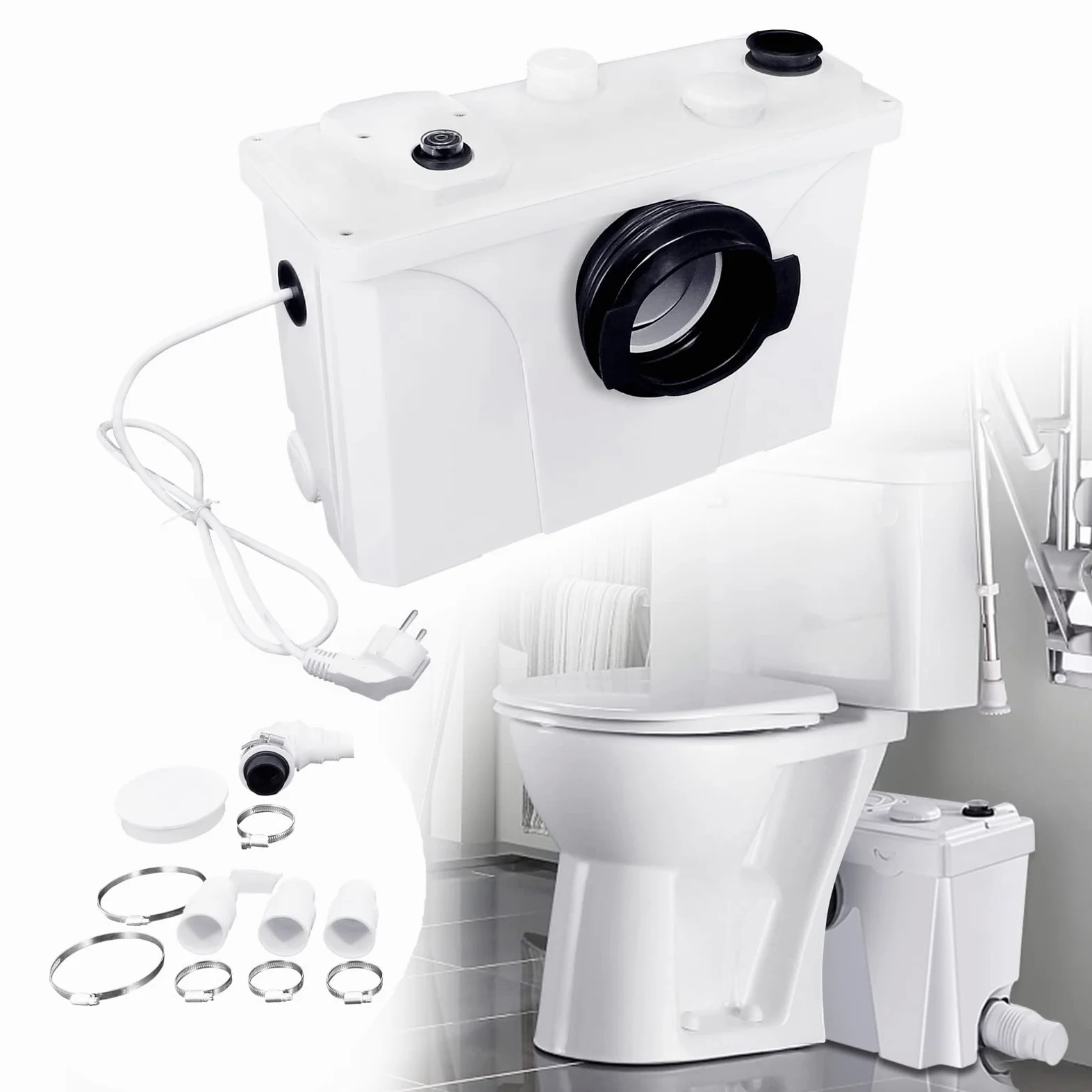 Podnośnik WC 700 W, pompa do brudnej wody, pompa fekaliowa, pompa domowa 4 w 1, mały podnośnik do umywalki, prysznica, pralki