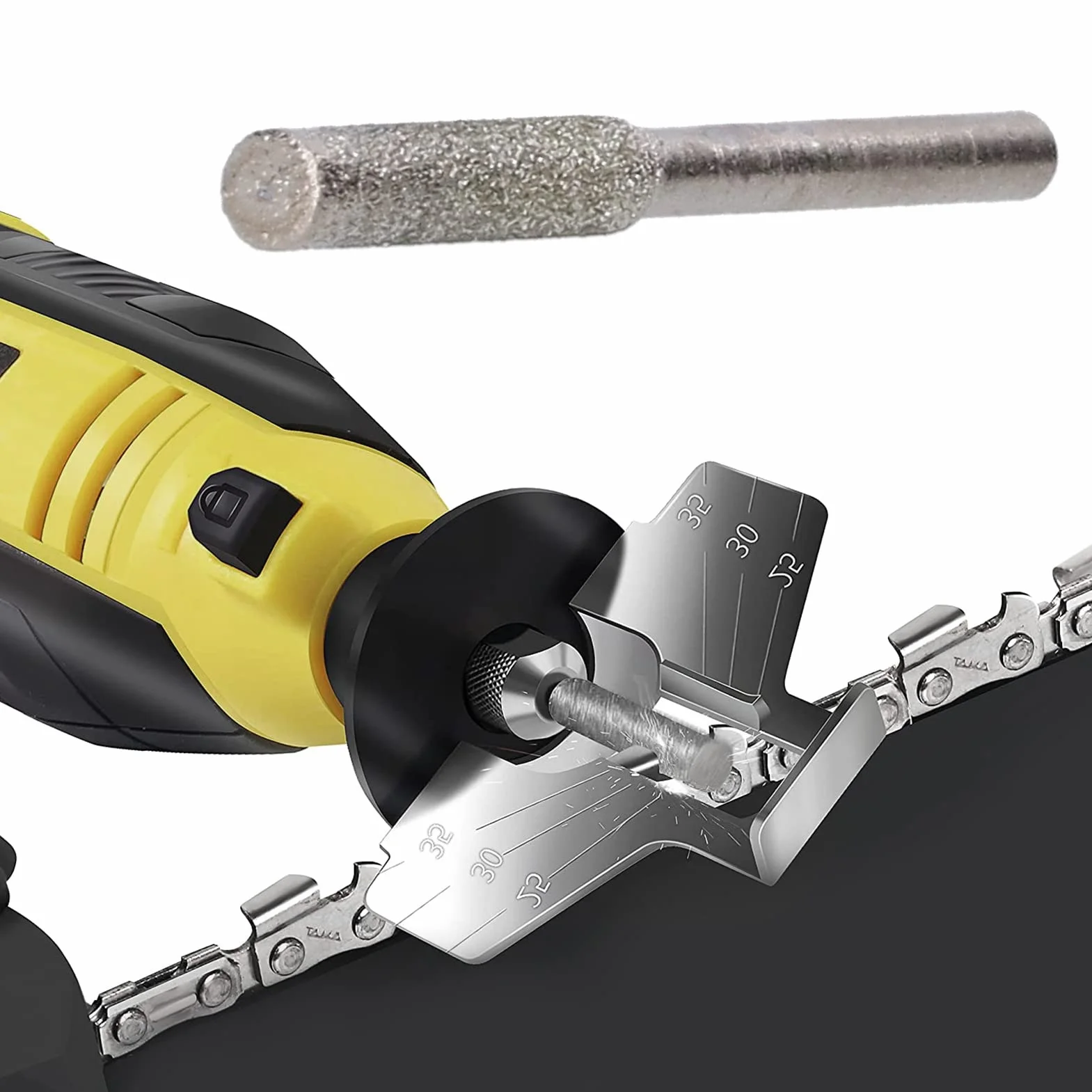 Zestaw 20 sztuk diamentowych ostrzarek do łańcuchów piłowych, narzędzie do ostrzenia łańcucha, kamień szlifierski do ostrzenia i szlifowania (4,8 mm)
