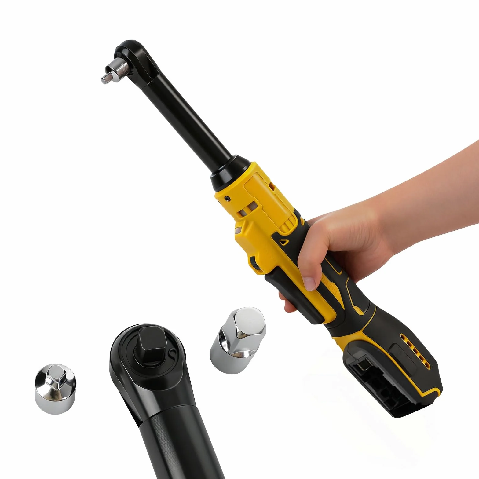 Akumulatorowy klucz grzechotkowy do Dewalt 18V 20V, 3/8 cala, bezszczotkowy elektryczny przedłużony długi pręt napędowy 16 cm, klucz grzechotkowy z oświetleniem LED, 300 obr./min, 80 Nm (bez baterii)