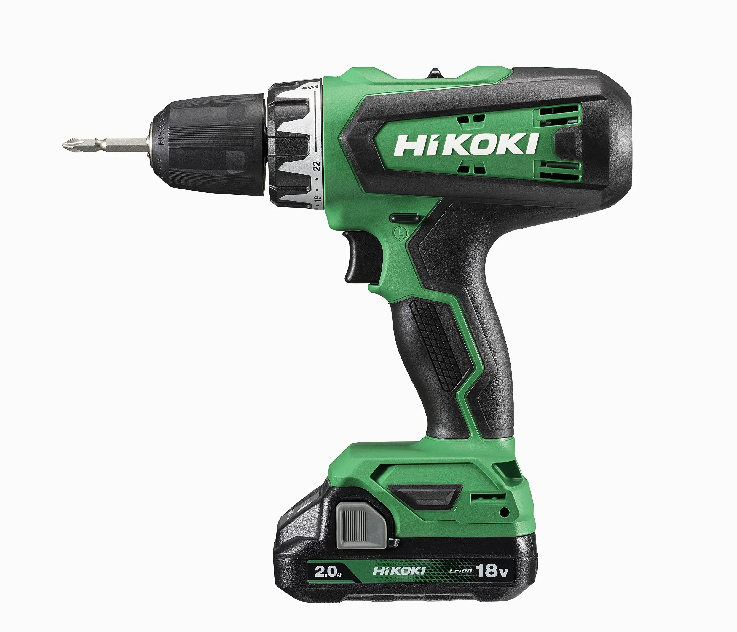 HiKOKI Akkuschrauber DS18DF (Li-Ion, 18 V, 2 Gang, 53 Nm, LED-Licht, Koffer, inkl. 2 x 2.0 Ah Akku und Ladegerät)