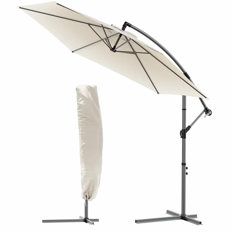 VOUNOT Parasol ogrodowy z korbą antyzwrotną UV 3M z pokrowcem