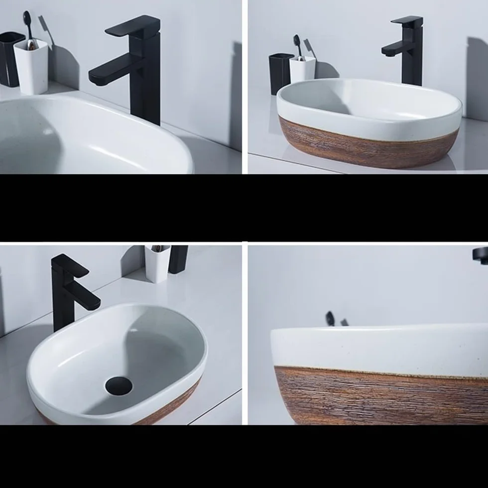 Zlewozmywak naczyniowy Umywalka ceramiczna w stylu europejskim, luksusowa, artystyczna, do łazienki, blat, lekka, z lustrem