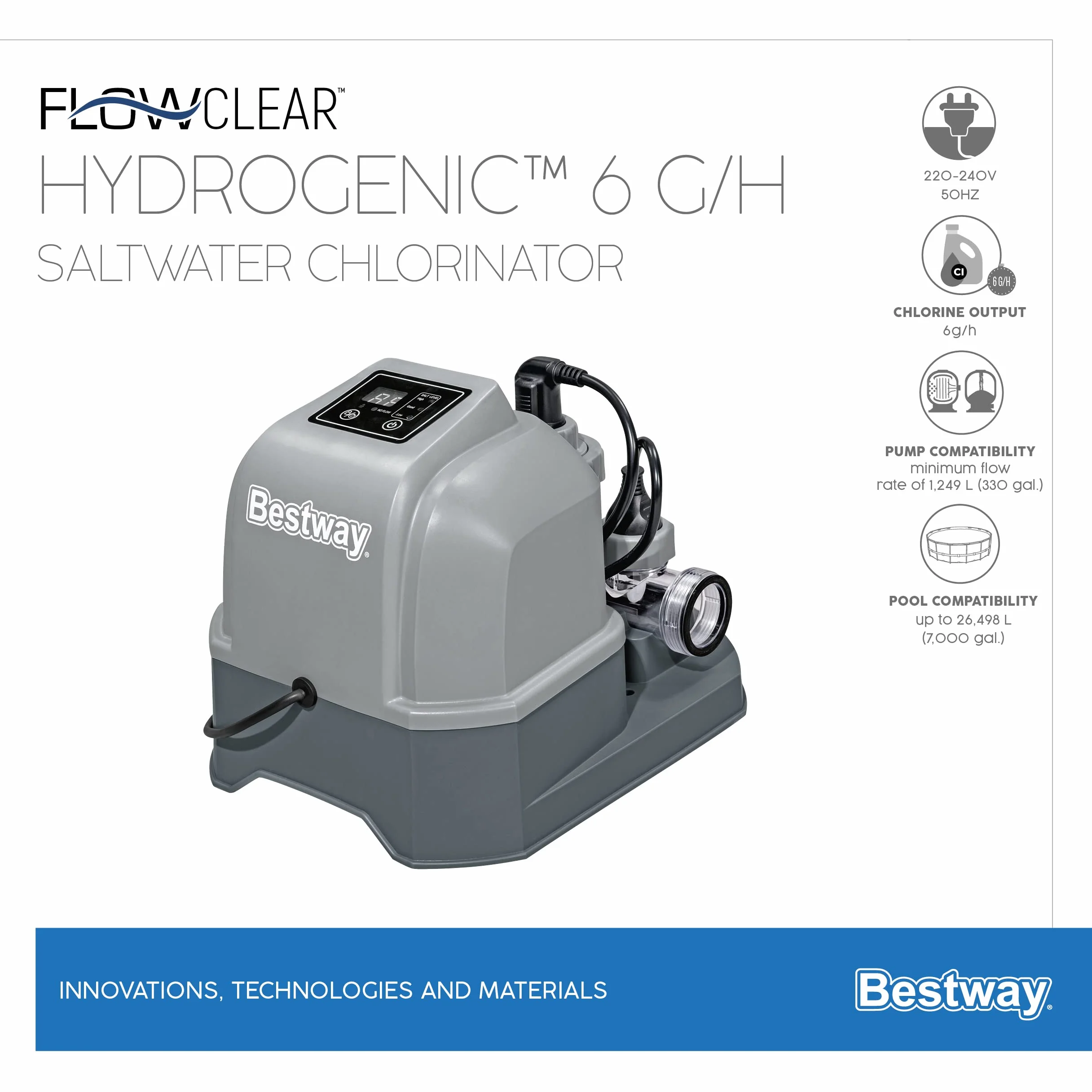 Bestway Flowclear Hydrogenny Chlorynator Słonej Wody 6 G/H
