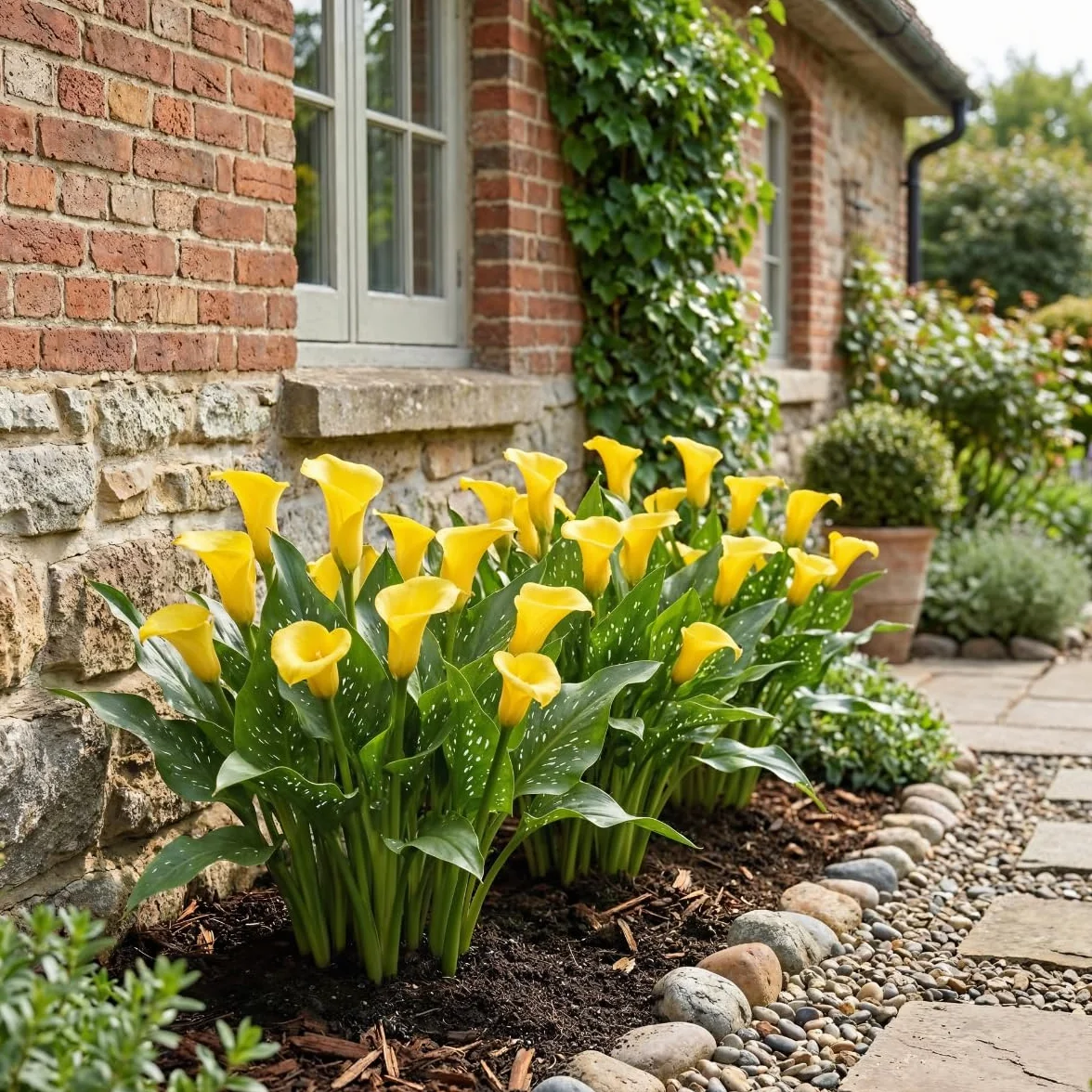 Cebulki żółtej pasji (żółte) Zantedeschia Calla Lily, 5 prawdziwych i dużych cebul, które rodzą więcej niż 5 kwiatów, idealna roślina ogrodowa, kwiatowe z Holandii (bez nasion i nie sztuczne)