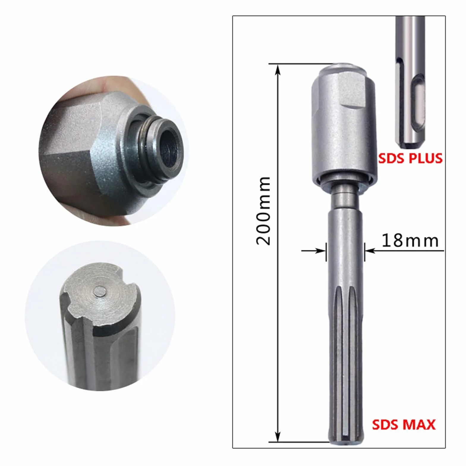 1 szt. Konwersja z pięcioma dołami okrągły uchwyt Post SDS-MAX Adapter konwerter wiertła SDS-MAX na SDS-PLUS