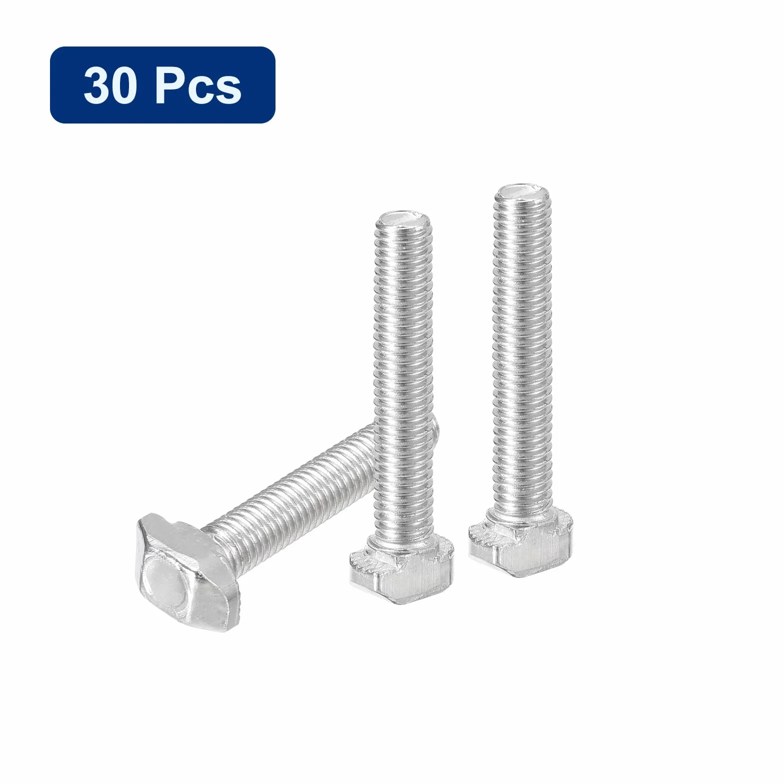 QUARKZMAN 30 sztuk śrub T-Slot, M5 x 30 mm Śruba łba młotek T śruba upuszczająca do profilu wytłaczanego aluminium 2020 seria, niklowana stal węglowa, srebrny