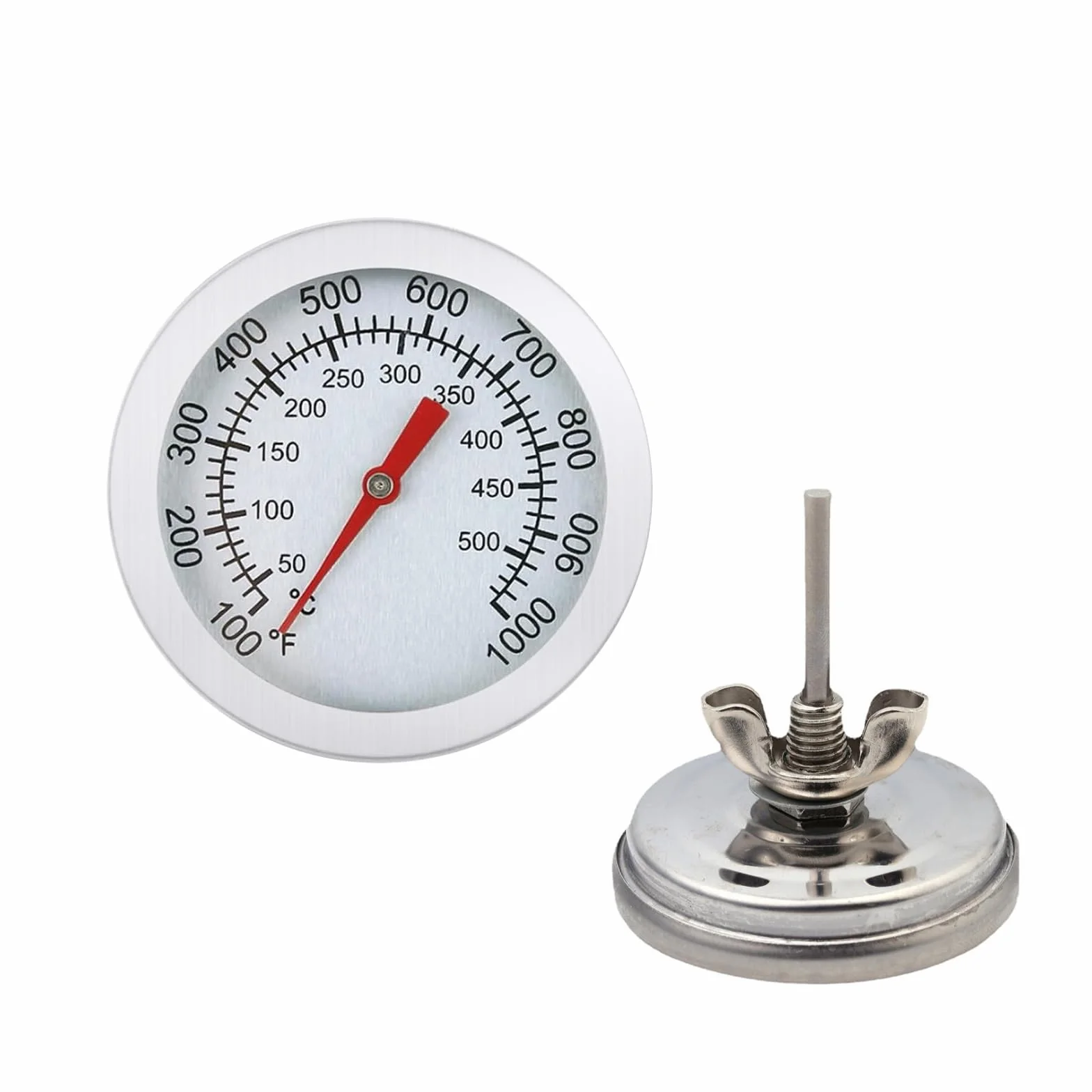 Termometr do grilla, 2 sztuki, termometr do grilla, termometr do gotowania, podwójny wskaźnik temperatury 50-500℃/100-1000℉, uniwersalny termometr do grilla, wędzarni, pieca i wędzarni