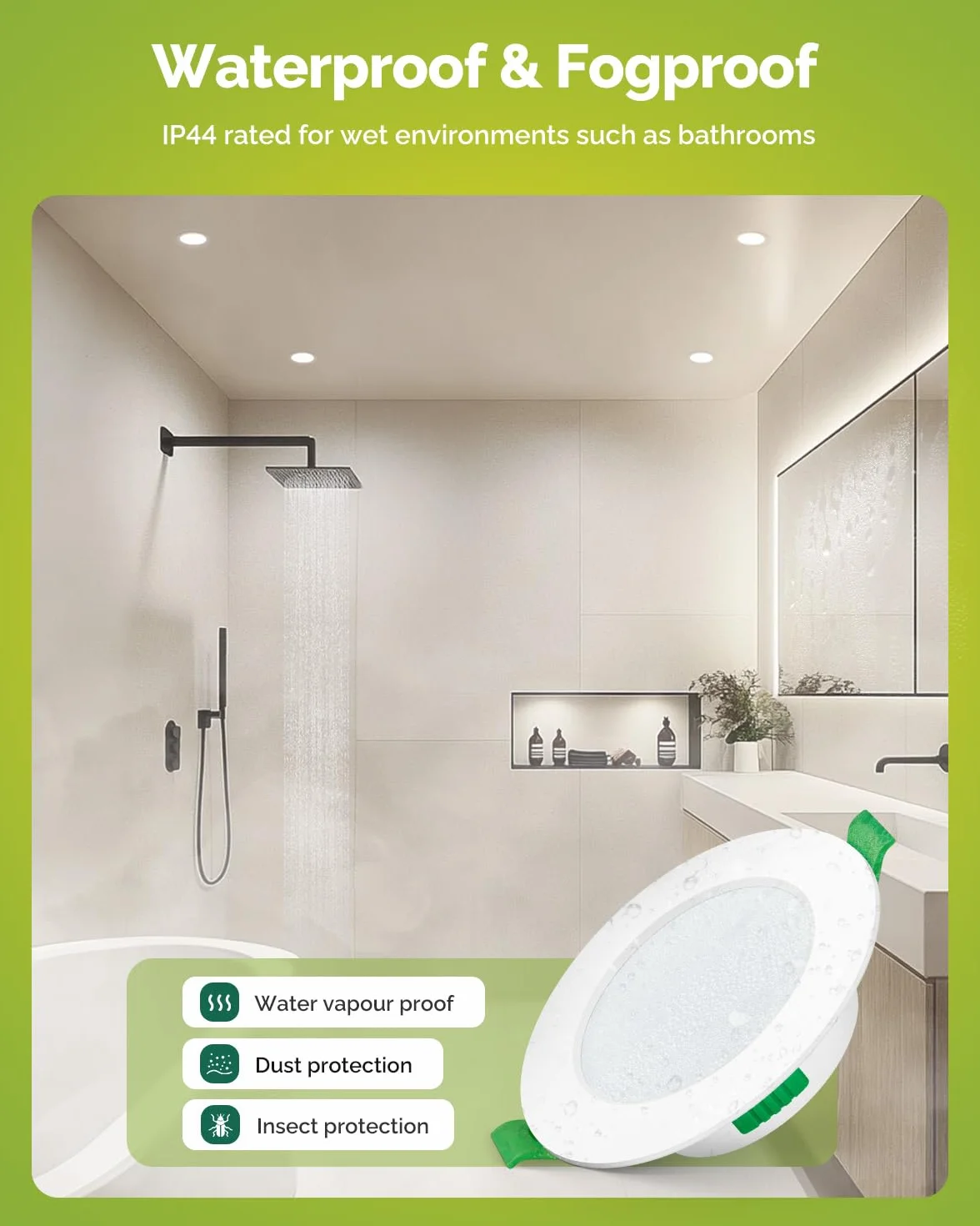 Fondiiz Zestaw 12 wpuszczanych reflektorów LED 6 W, 220 V, bardzo płaska biel 2700 K, neutralna biel, 4000 K, zimna biel, 6000 K, regulowany, reflektor łazienkowy, IP44, do salonu, kuchni, okrągły