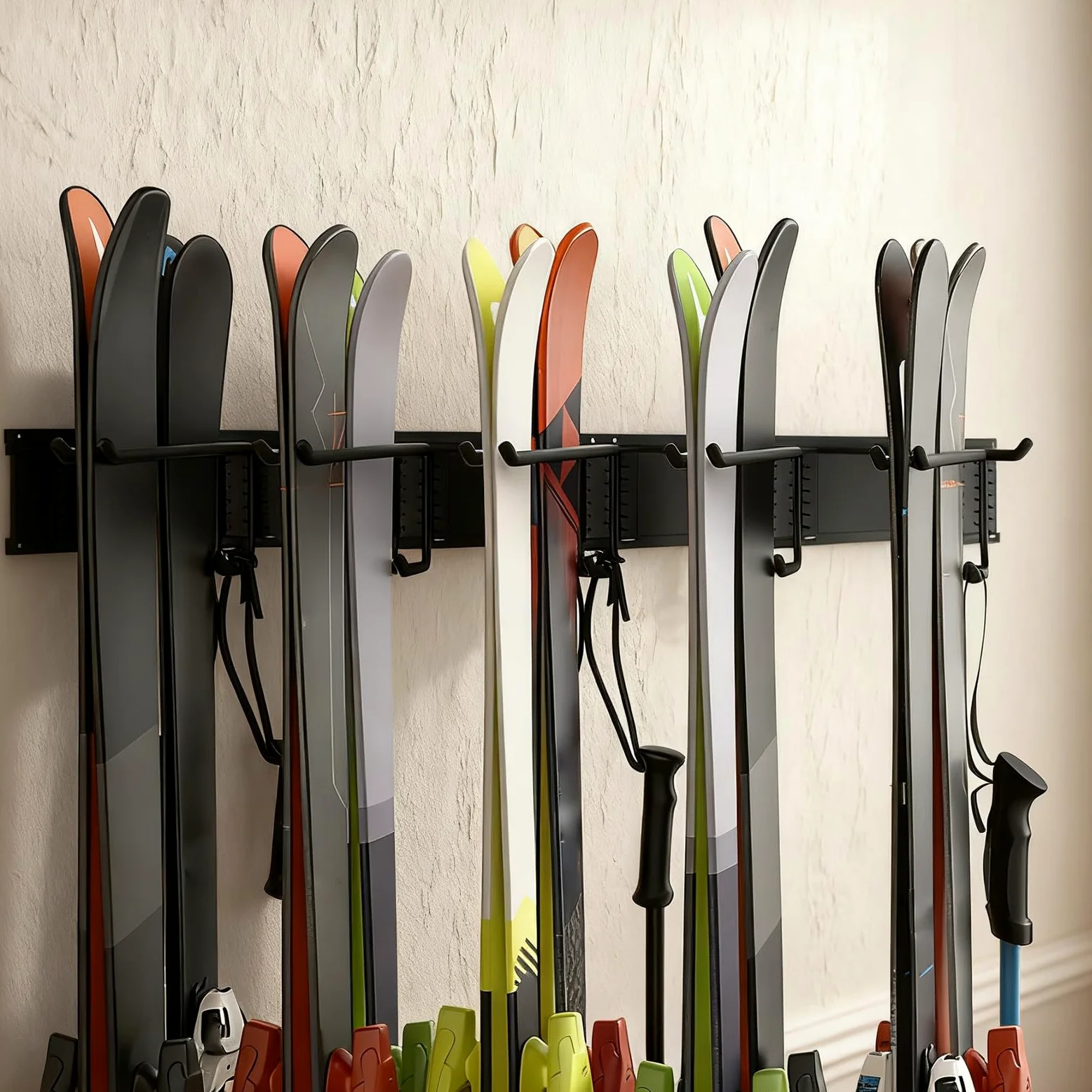 Uchwyt na narzędzia ścienne do garażu | Wytrzymały i | antypoślizgowy organizer na sprzęt - ścienny na narty i deskę snowboardową - wewnętrzne rozwiązanie do przechowywania na zewn