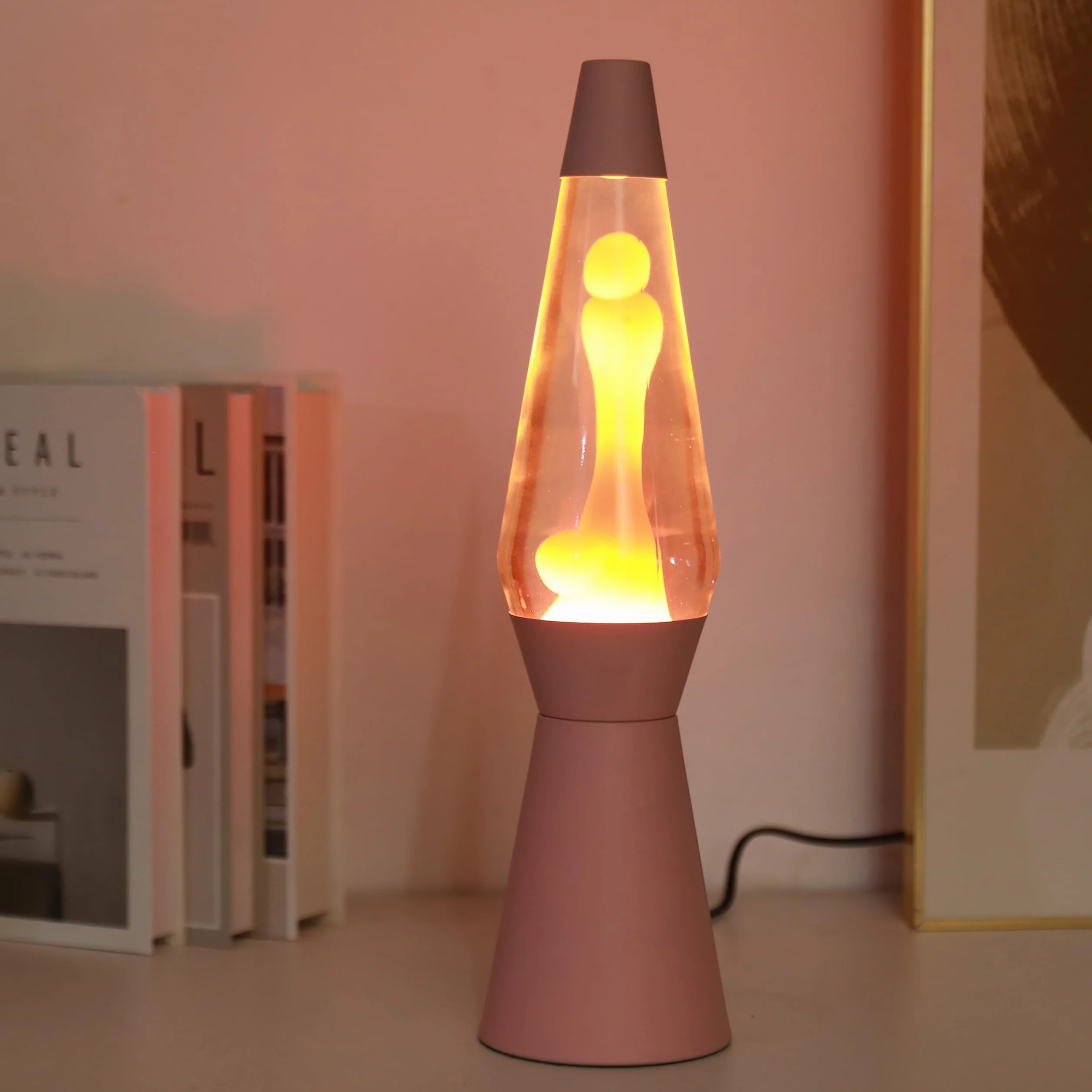 I-TOTAL® - Lampa Lava, efekt bąbelków, lampa lawowa kolorowa (pastelowa róża)