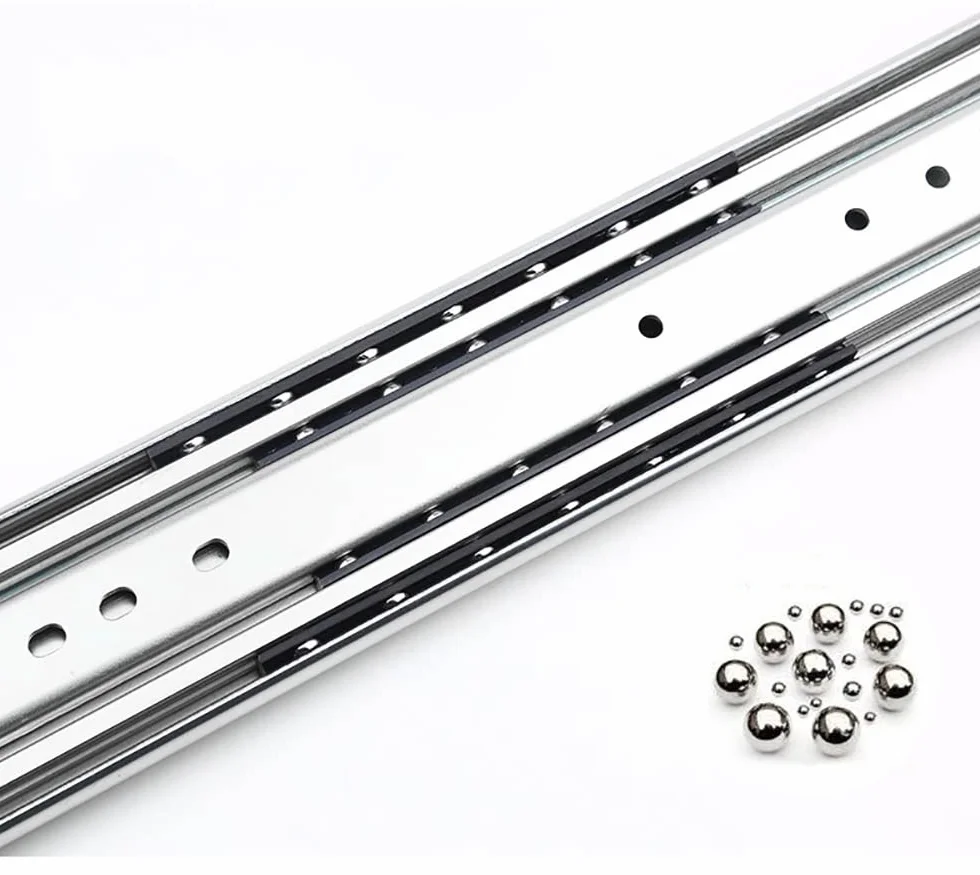 Wytrzymałe prowadnice do szuflad 304,8 cm – prowadnice z pełnym wysuwem z łożyskami kulkowymi do montażu bocznego zapewniają płynne przesuwanie 304,8 mm Ra do kuchni i mebli