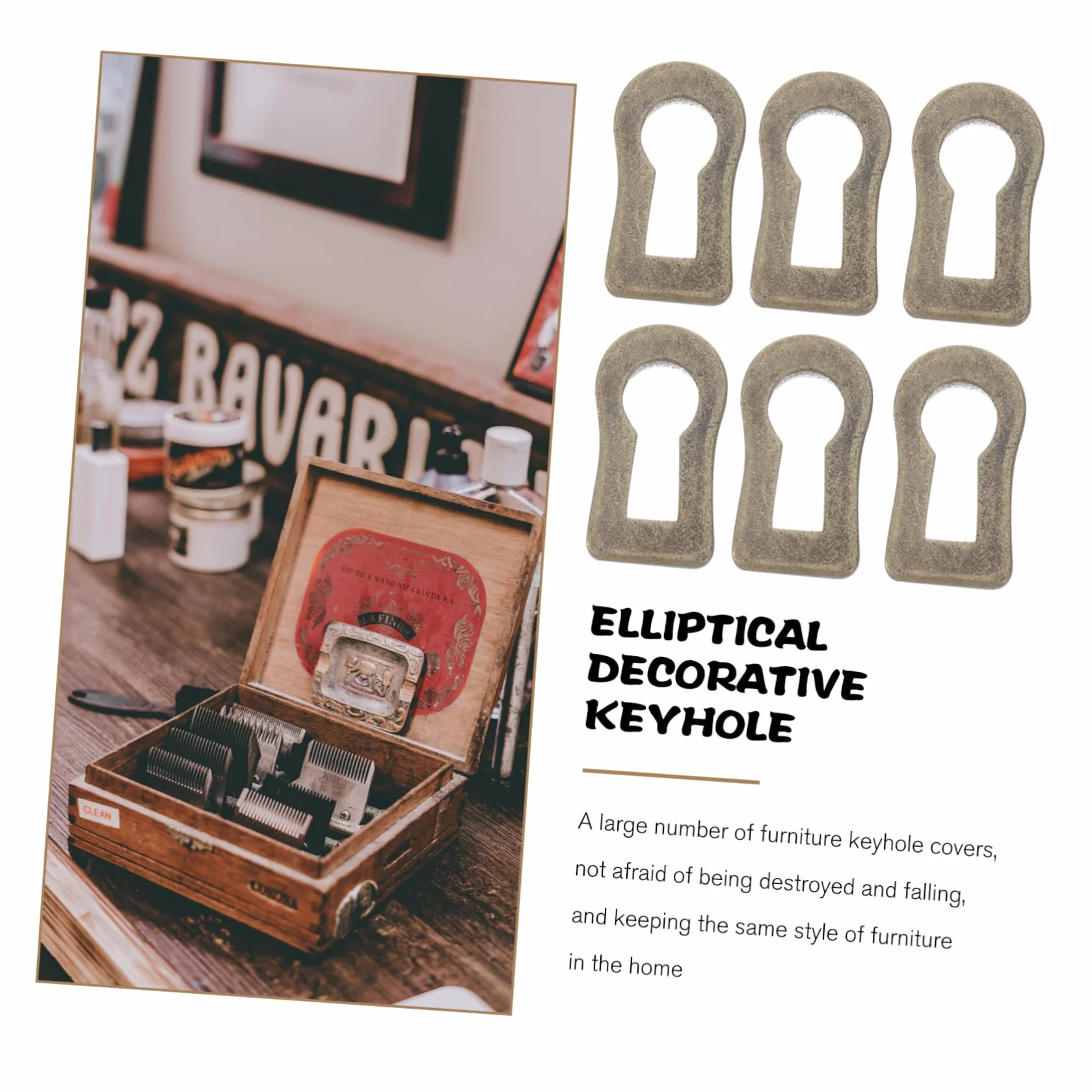 BESTonZON 10kawałki Sztuk Ozdobne Osłony Dziurki Klucza z Cynku Antique Keyhole Cover Elegancka Dekoracja Mebli Do Komody Trwałe Akcesoria Meblowe Stylu Vintage