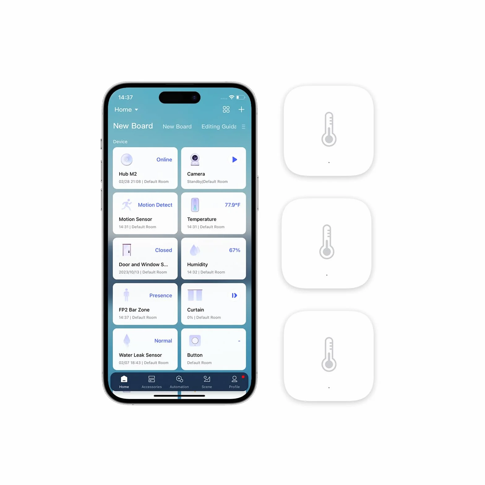 Aqara Czujnik Temperatury i Wilgotności 3-pak, Bezprzewodowy Termometr Higrometr, Kompatybilny z HomeKit, Alexa