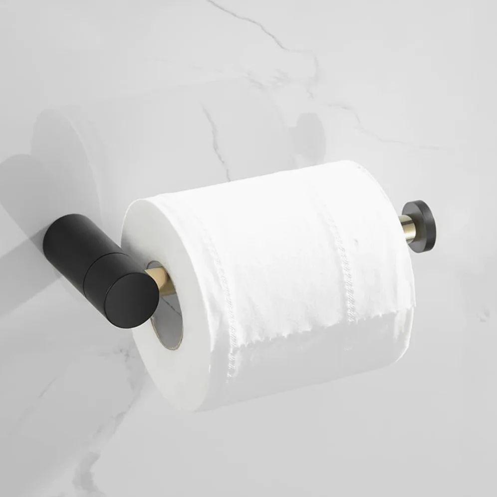 HLTYGWX Wieszak na ręczniki Zestaw akcesoriów łazienkowych, pojedynczy haczyk, ręcznik, uchwyt na papier w rolce, szczotka toaletowa, mydelniczka, uchwyt na telefon komórkowy Akcesoria