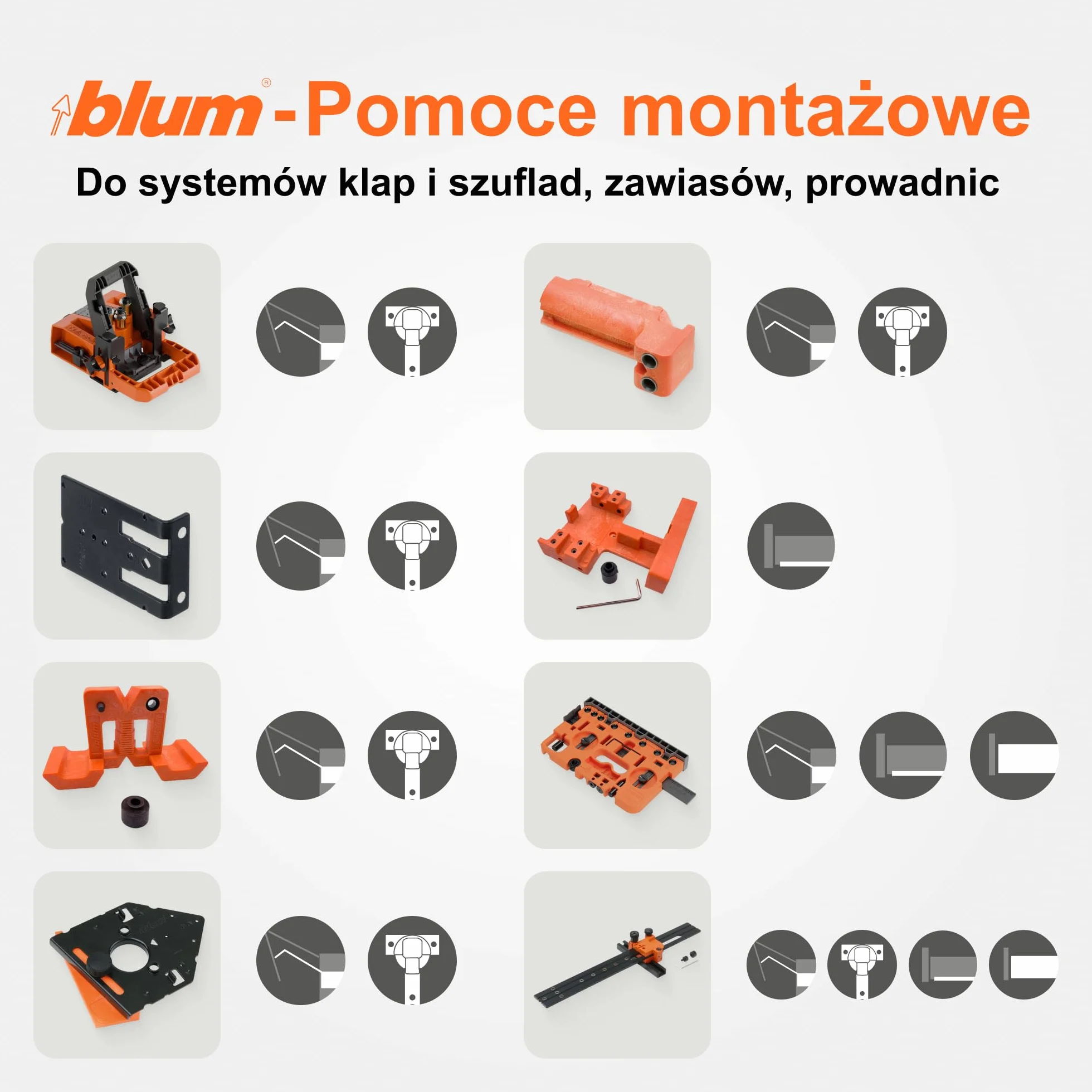 Blum Szablon wiertniczy do TANDEM/MOVENTO, T65.1000/T65.9000 ręczny powered, pomarańczowy, szablon do wiercenia, tworzywo sztuczne