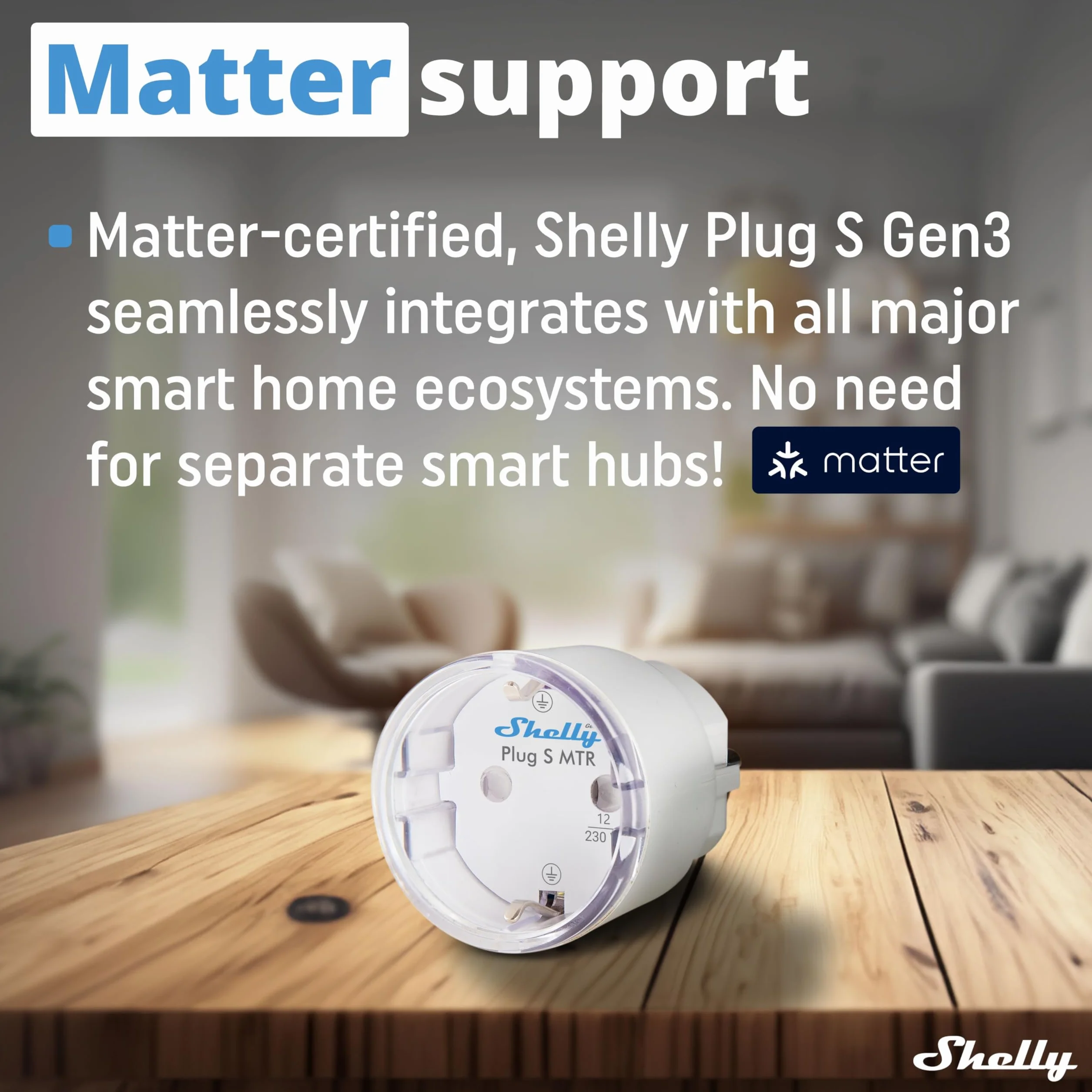 Shelly Plug S MTR Gen3- Czarny, Inteligentna Wtyczka Wi-Fi z Licznikiem, Wskaźnikiem LED, Zdalne Sterowanie za Pomocą Aplikacji i Głosu, Programowalna z Timerem, Alexa, Google Home, SmartThings