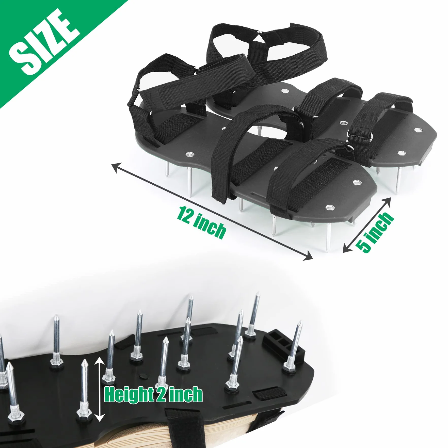 HSLighting napowietrzacz do trawnika, wertykulator, masa wyrównawcza z podwójnym aeratorem Strap-On-Rist do trawnika, wstępnie zmontowany, napowietrzacz trawnika, ręczny wertykulator do ogrodu