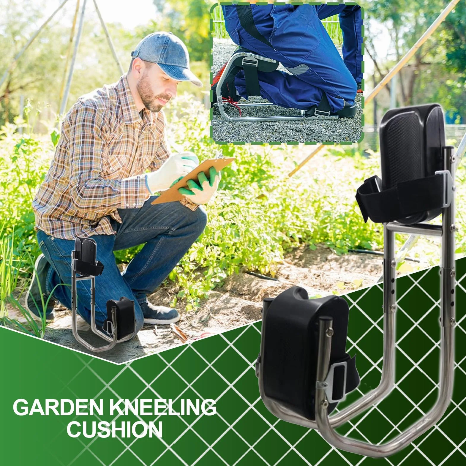 Gardening Knee Seat, Floor Work Kneeling Support, Detachable Kneeler Cushion, Non Slip Knee Seat & Comfort Booster, Ideal for Seeding and Construction Use, 17.72x9.84x5.91 inch