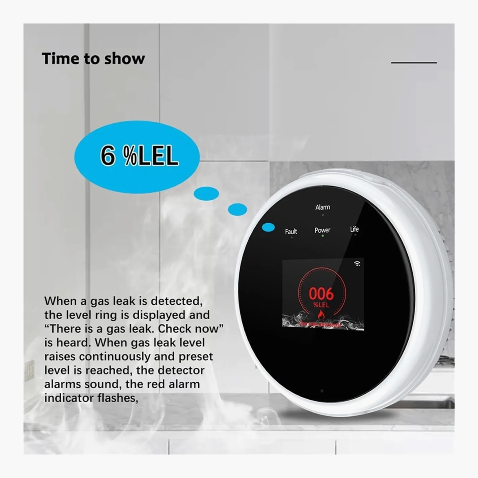 System alarmowy w domu, Inteligentny Alarm Gaz LPG Wyciek Temperatura Pożaru Ciepło 70DB Detektor Czujnik Ustawienie Sceny Ze Sterownikiem Zaworu(2 PCS)