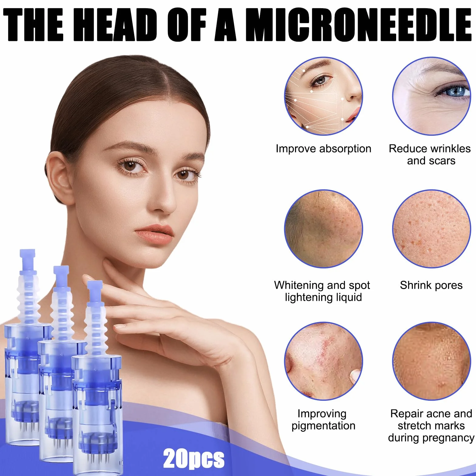 20 sztuk igieł do mikroigłowania, 12 pinów Dermapen Microneedling zamiennik igieł Derma Pen do igieł do igły, igły zamienne do dermapen
