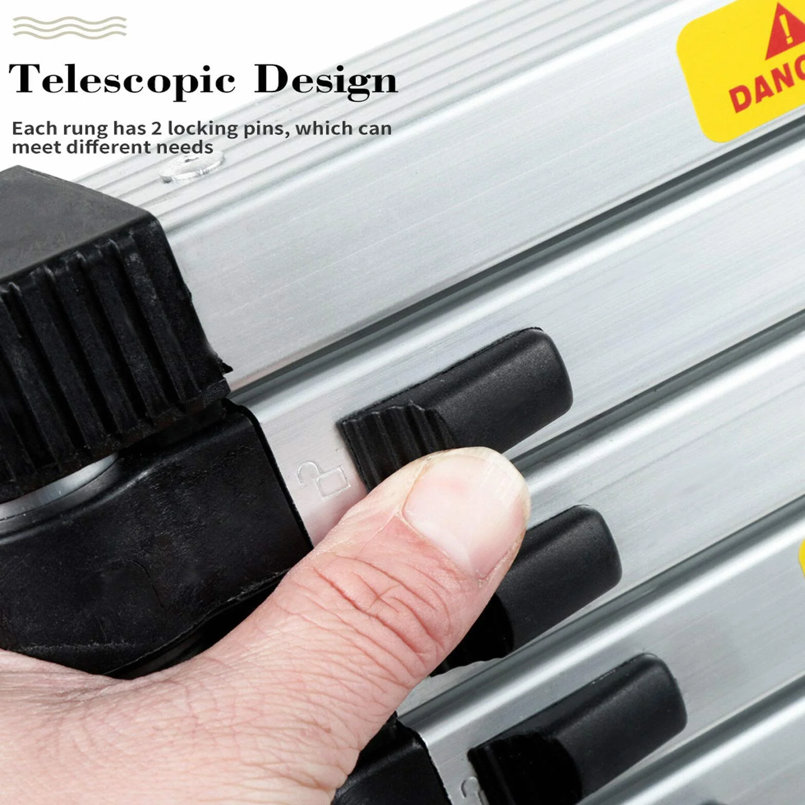 Aluminiowy teleskopowy teleskopowy 11 stopni drabina na poddasze, certyfikowana teleskopowa drabina przedłużająca EN131, drabina wielopozycyjna