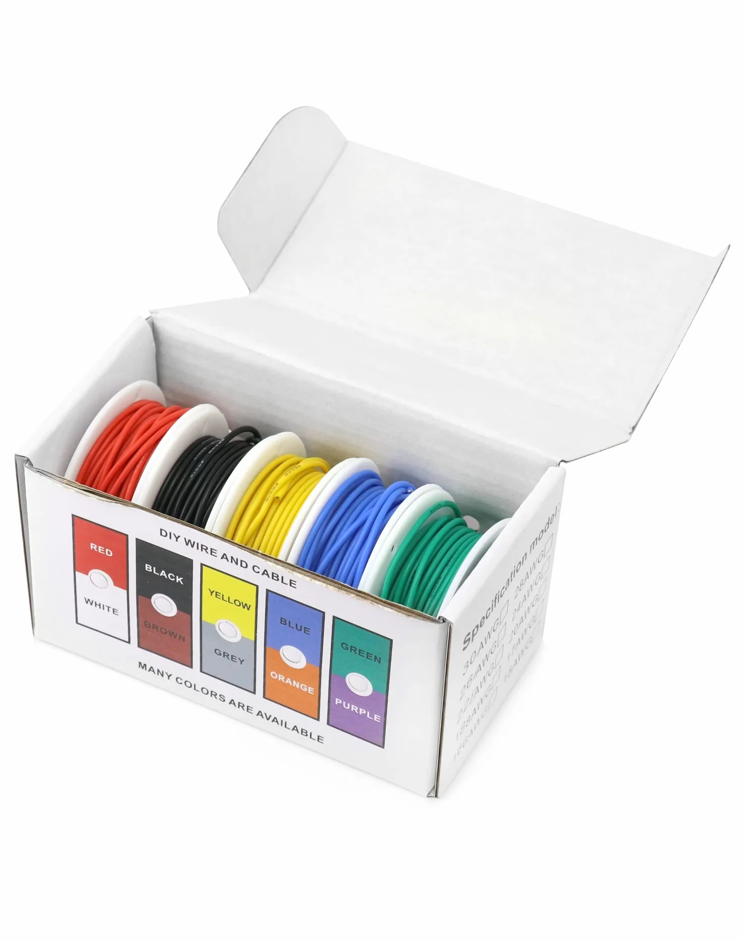 QWORK® Elastyczny silikonowy przewód elektryczny - 22 AWG 0,32 mm² - skręcony drut miedziany do majsterkowiczów RC Samoloty Lampy Urządzenia gospodarstwa domowego Wskaźniki (5 kolorów x 10 metrów)