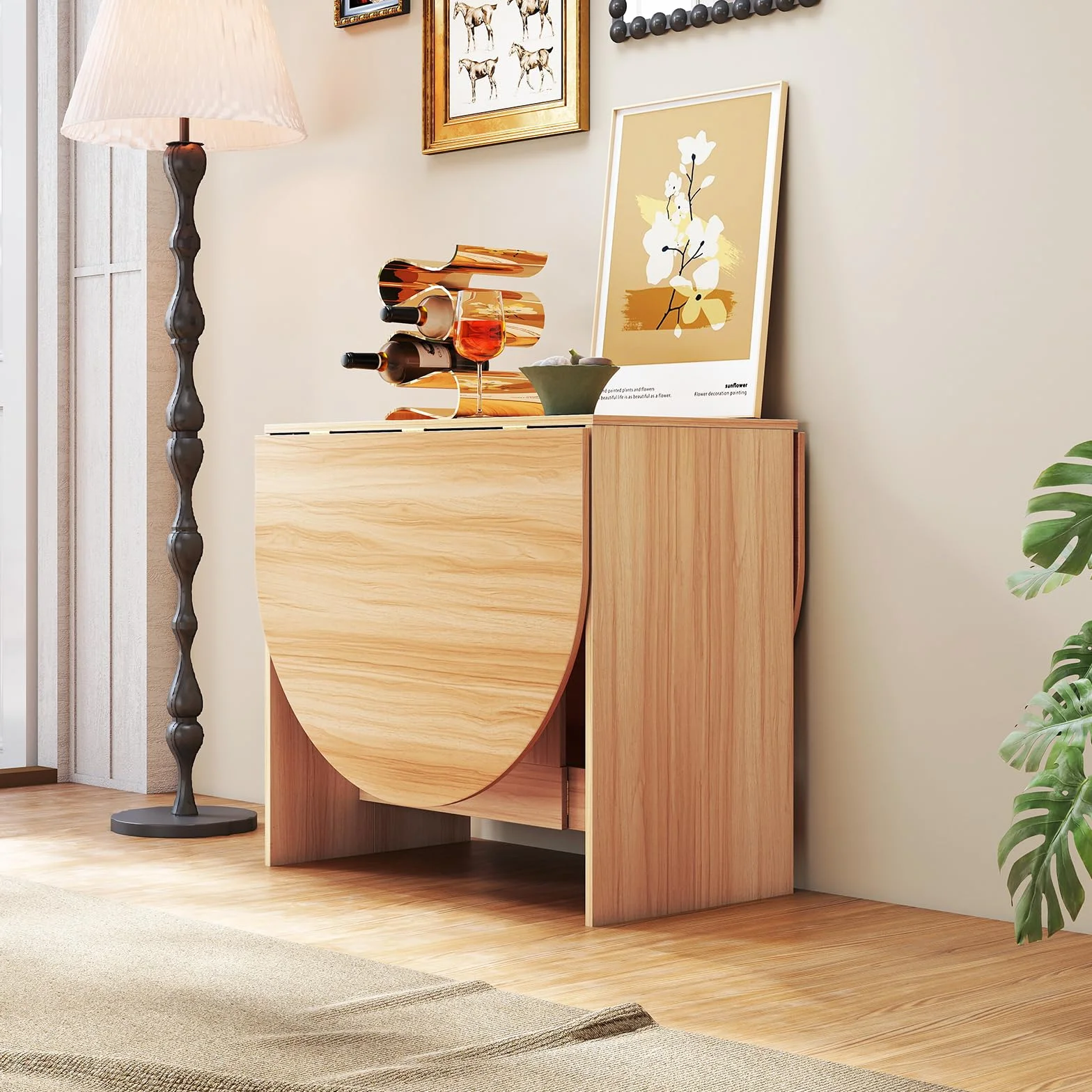 GIANTEX Stół do jadalni składany drewniany 163x80 cm dla 4-7 osób owalny