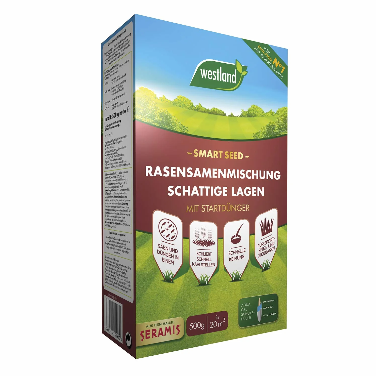 Westland Smart Seed mieszanka nasion trawy do cienia z nawozem startowym 500 g 20 m²