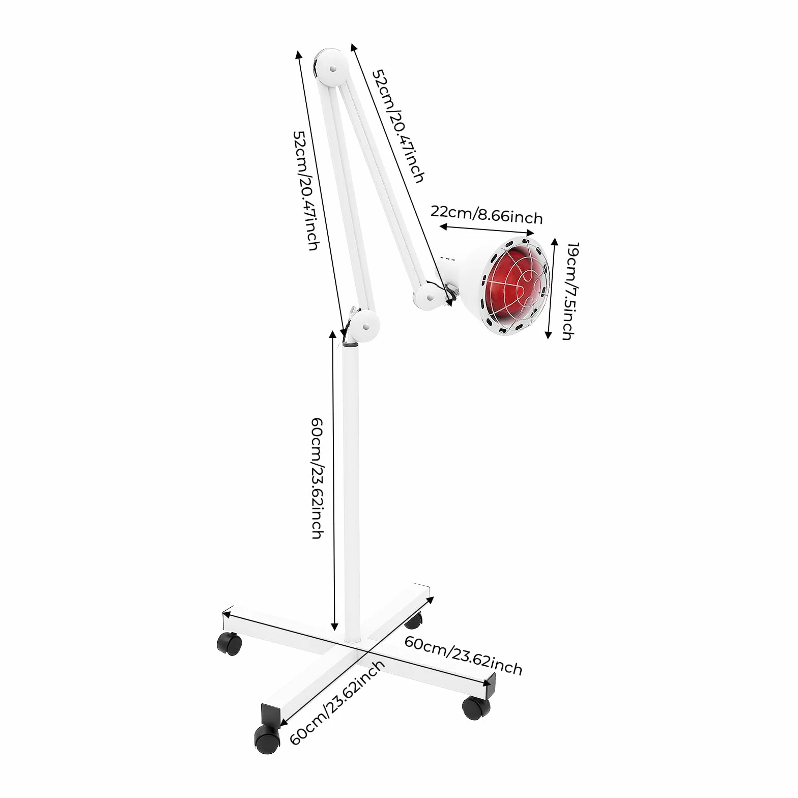 Lampa na podczerwień, terapia ciepła na podczerwień z czterema stopami, promiennik na podczerwień do terapii światłem na podczerwień 275W, obrót 360° i regulowany kąt, na bóle mięśni, stawów