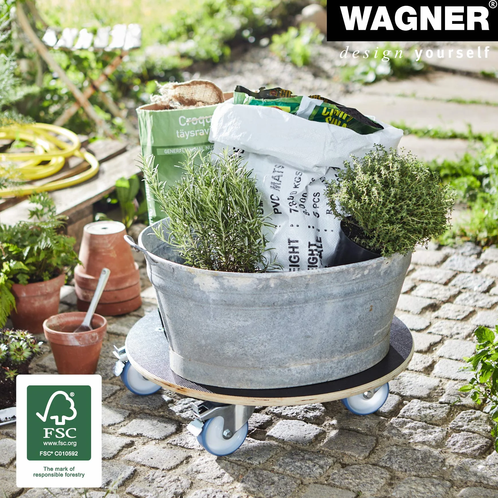 Wagner Multiroller Maxigrip Podstawka na Kółkach Brązowa 58 x 14,5 cm