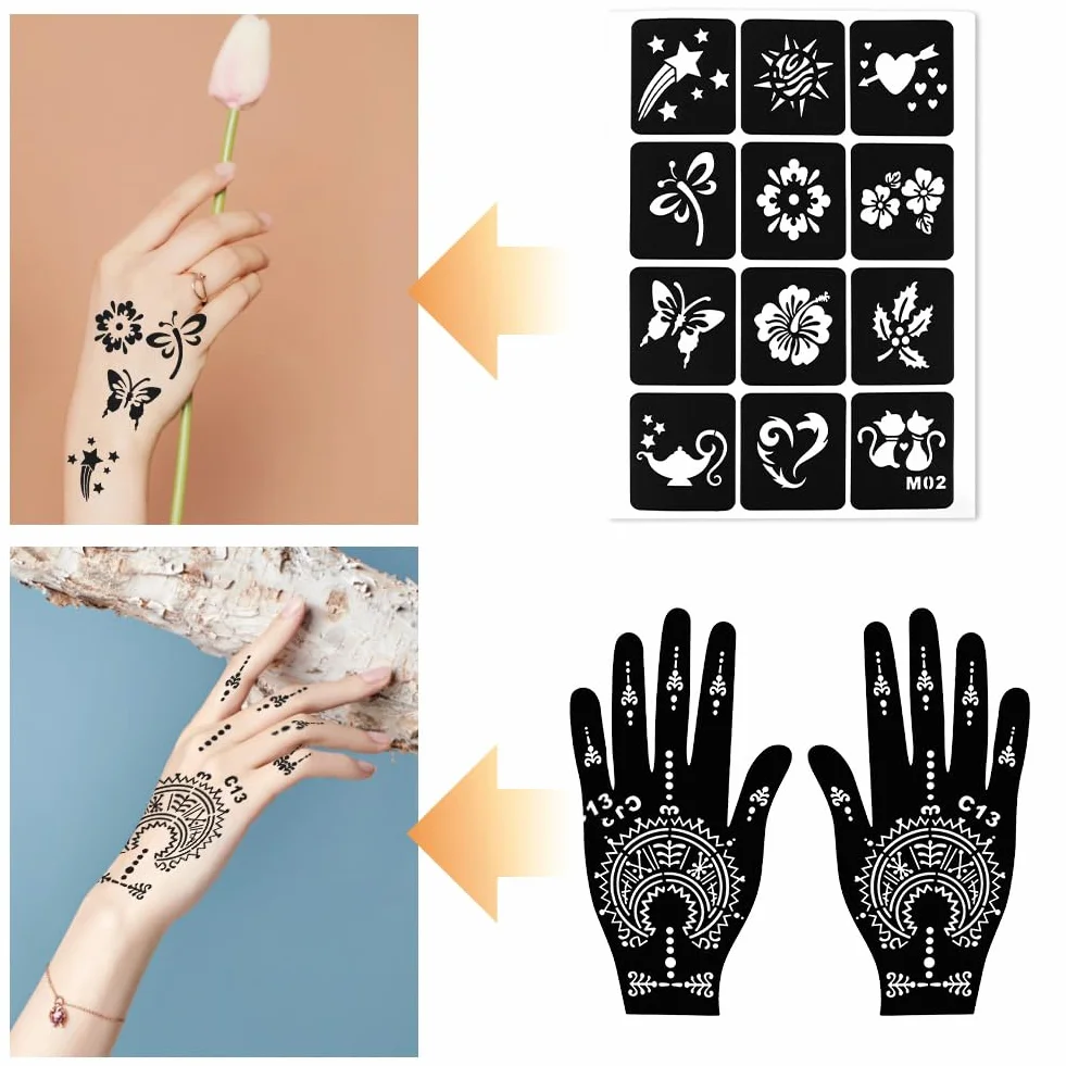 14 arkuszy tymczasowych tatuaży, Face Body Art Paint, 200 wzorów wodoodpornych tatuaży festiwalowych naklejek dla dzieci i dorosłych na twarz, dłonie, stopy, palce
