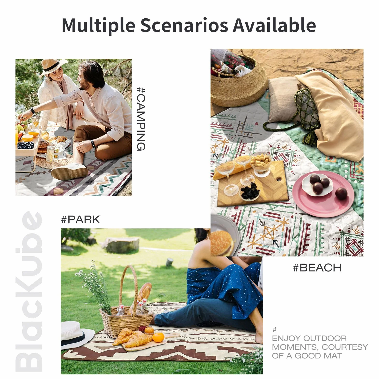 Blackube Koc piknikowy wodoszczelny 200 x 200 cm mata plażowa izolowany na plażę piknik kemping