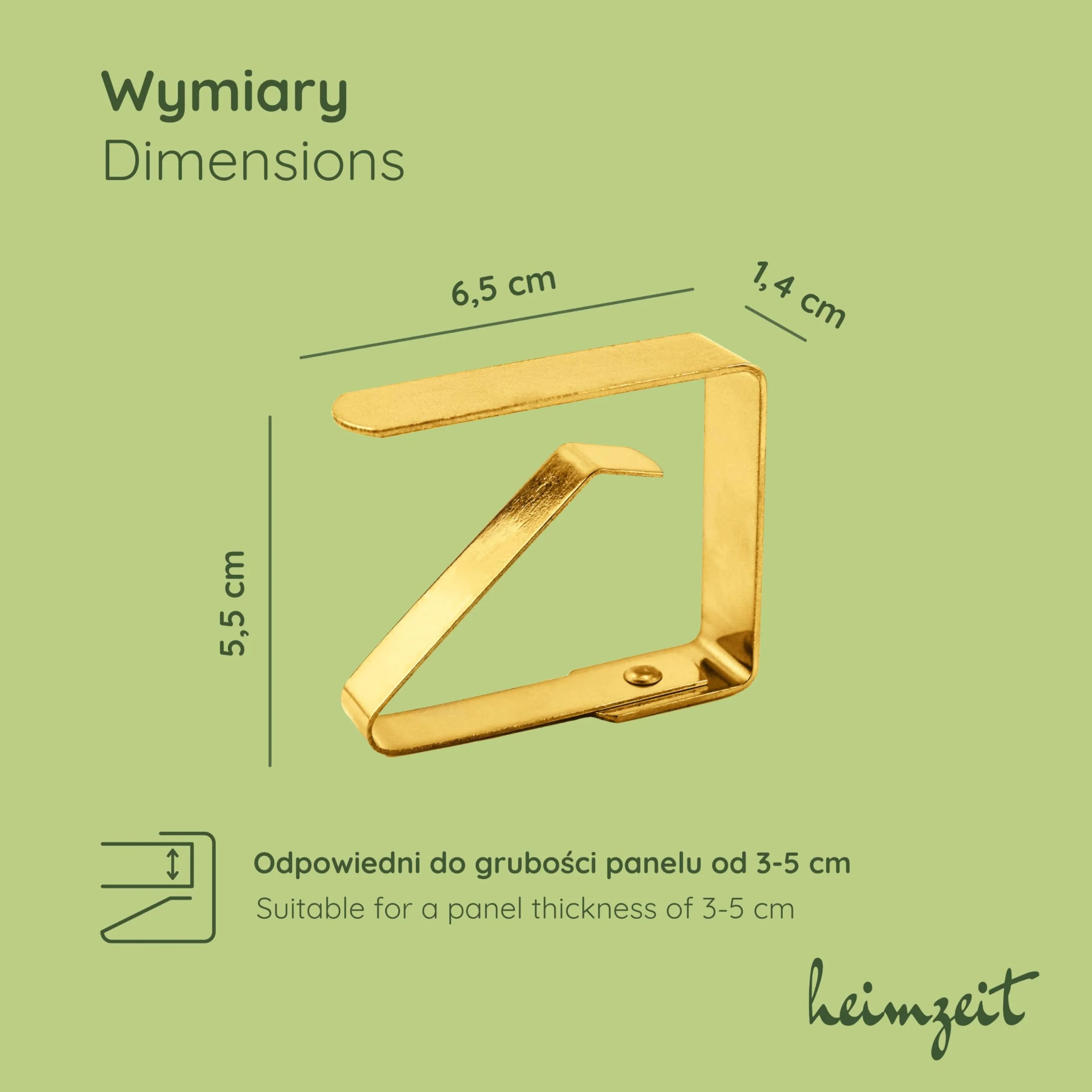 Obrus stołowy ze stali nierdzewnej złoty 6 sztuk 6,5 cm klipsy na stół 3-5 cm