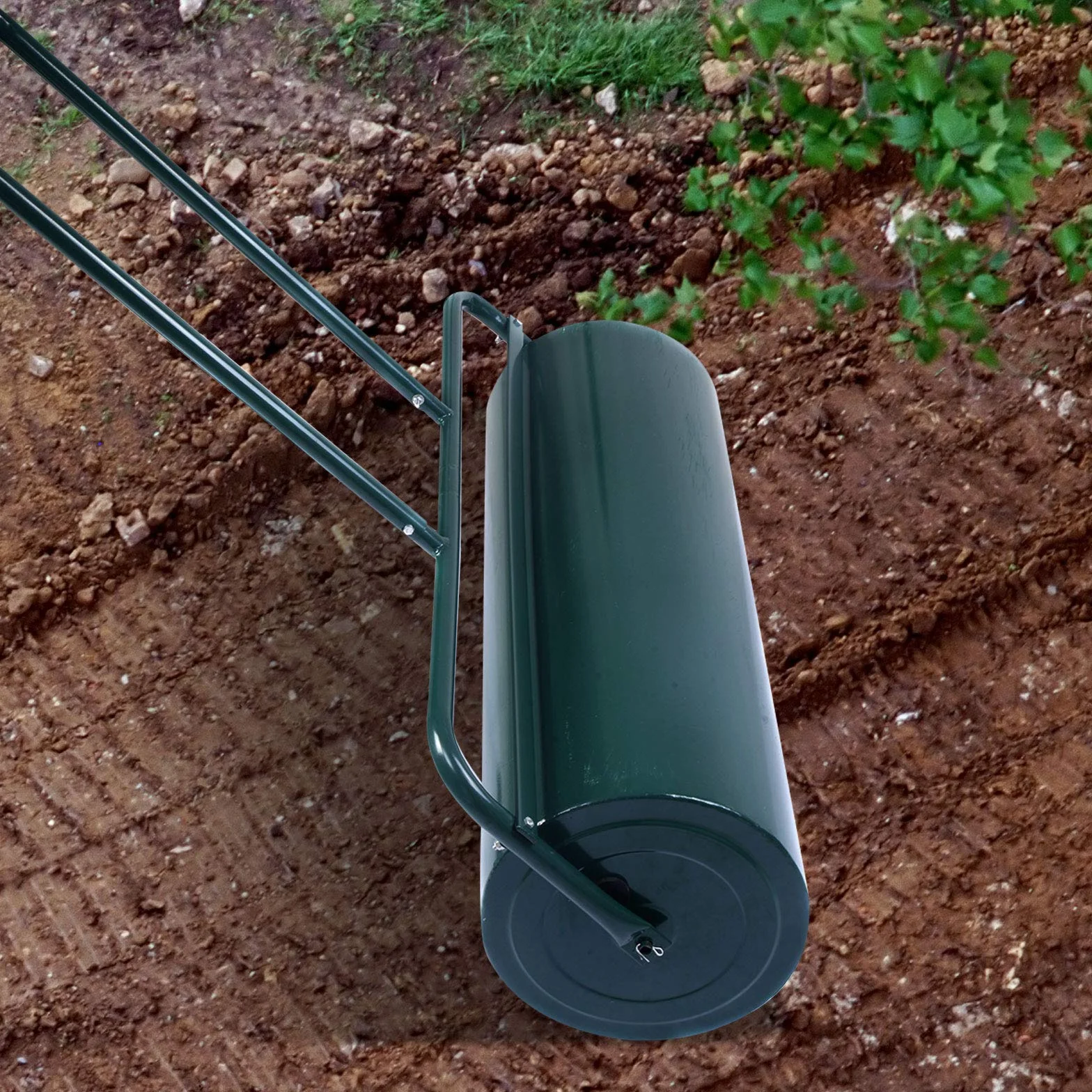 GOPLUS Walec do trawnika, 48 l/63 l, walec ogrodowy, napełniany wodą i piaskiem, wałek do trawy z metalu, wałek do trawy do ogrodu i parku (63 l, zielony)