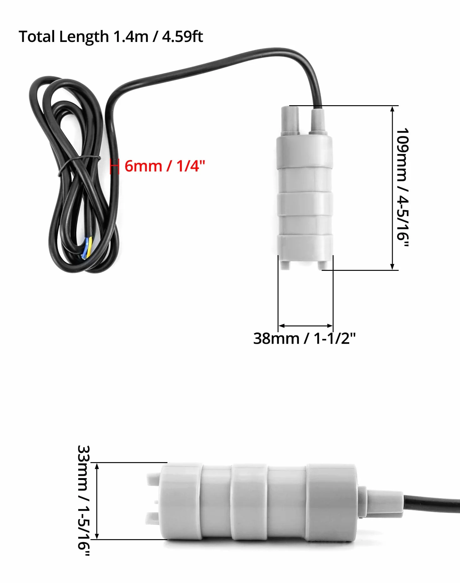QWORK® 12V zatapialna pompa wodna 840L/H 5 maksymalna wysokość wody mikro silnik pompa wodna do fontanny akwariowej RV staw