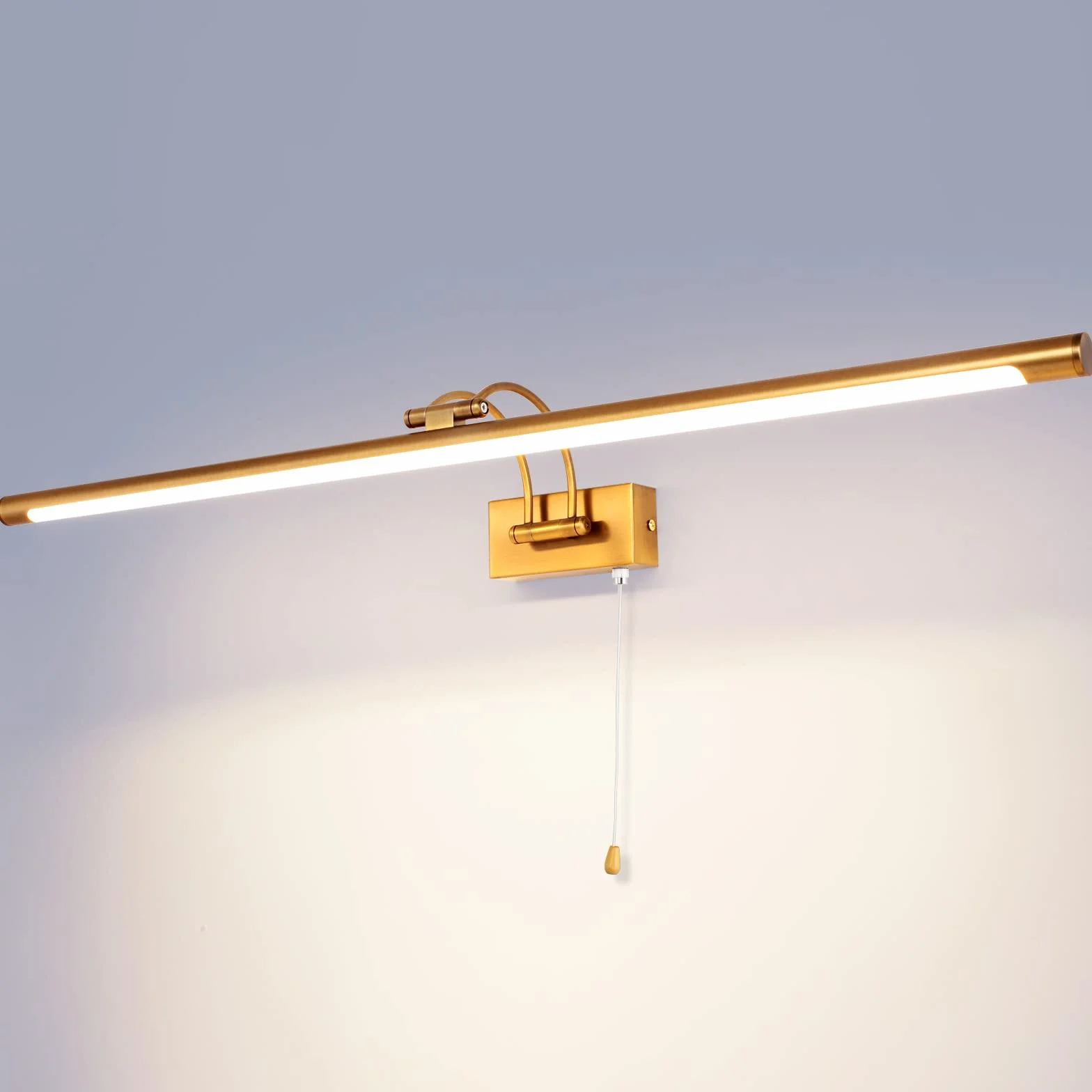 Lampa LED nad lustro łazienkowe, 90cm lampa łazienkowa nad lustro, lampa LED z obrotową głowicą lampy i włącznikiem pociąganym, 16W lampa ścienna Arc Arm IP44