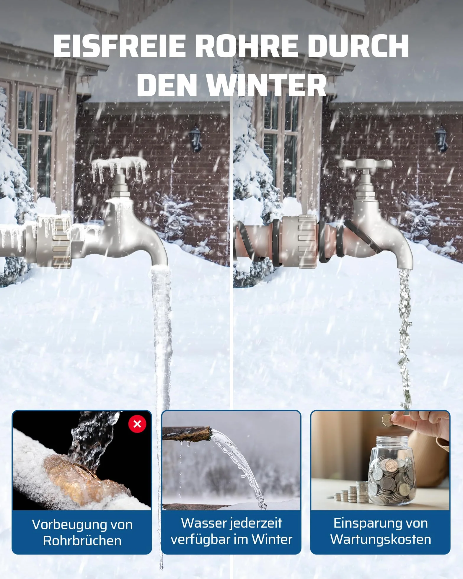 DEWENWILS Przewód grzejny 230 V z termostatem, taśma grzewcza 2 m, ochrona przed zamarzaniem, kabel grzewczy 15 W/M, wodoszczelny przewód grzejny IP44, do rur wodnych, oszczędność