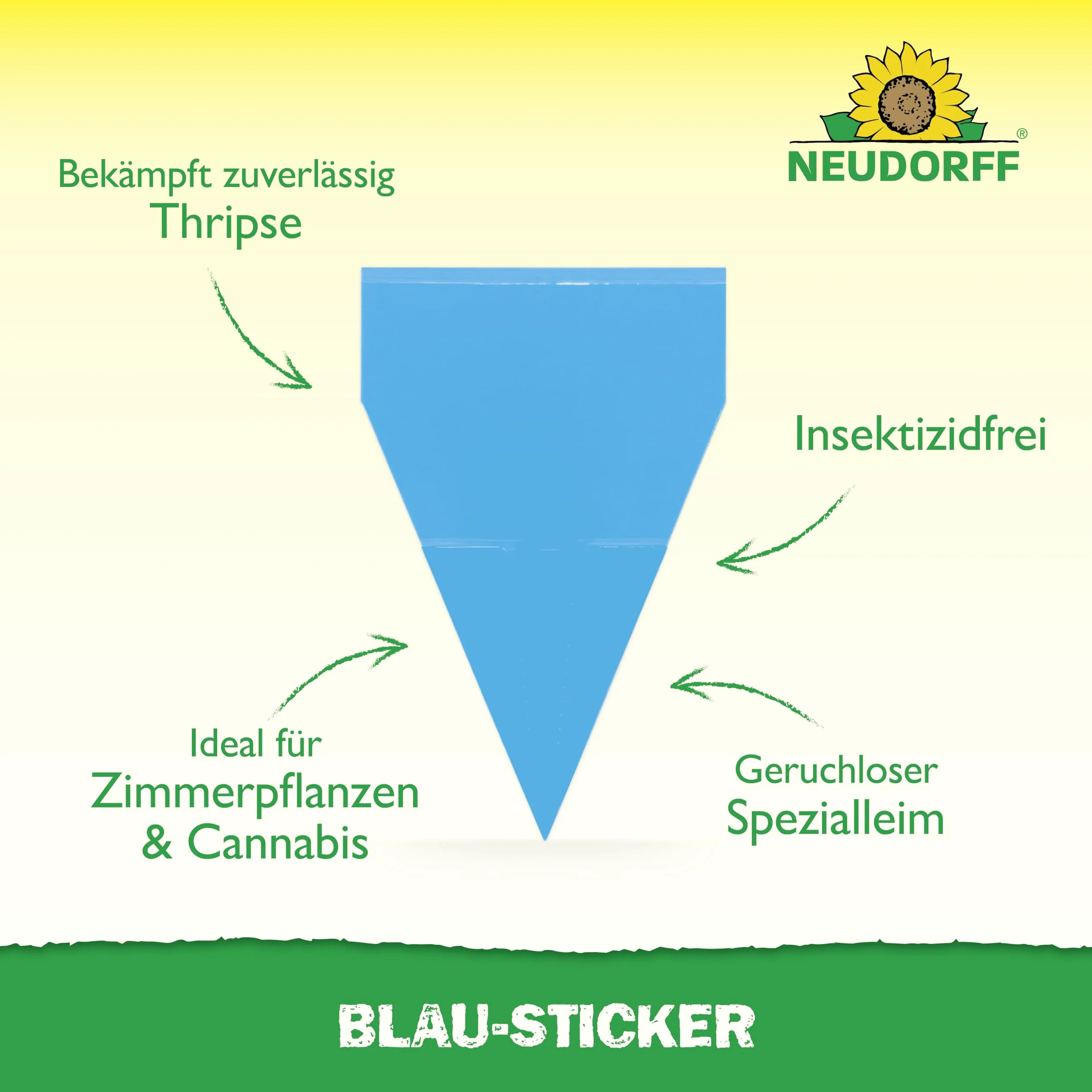 Neudorff Niebieskie naklejki na wciornastki i latające szkodniki, bezzapachowe, bez insektycydów, 10 sztuk