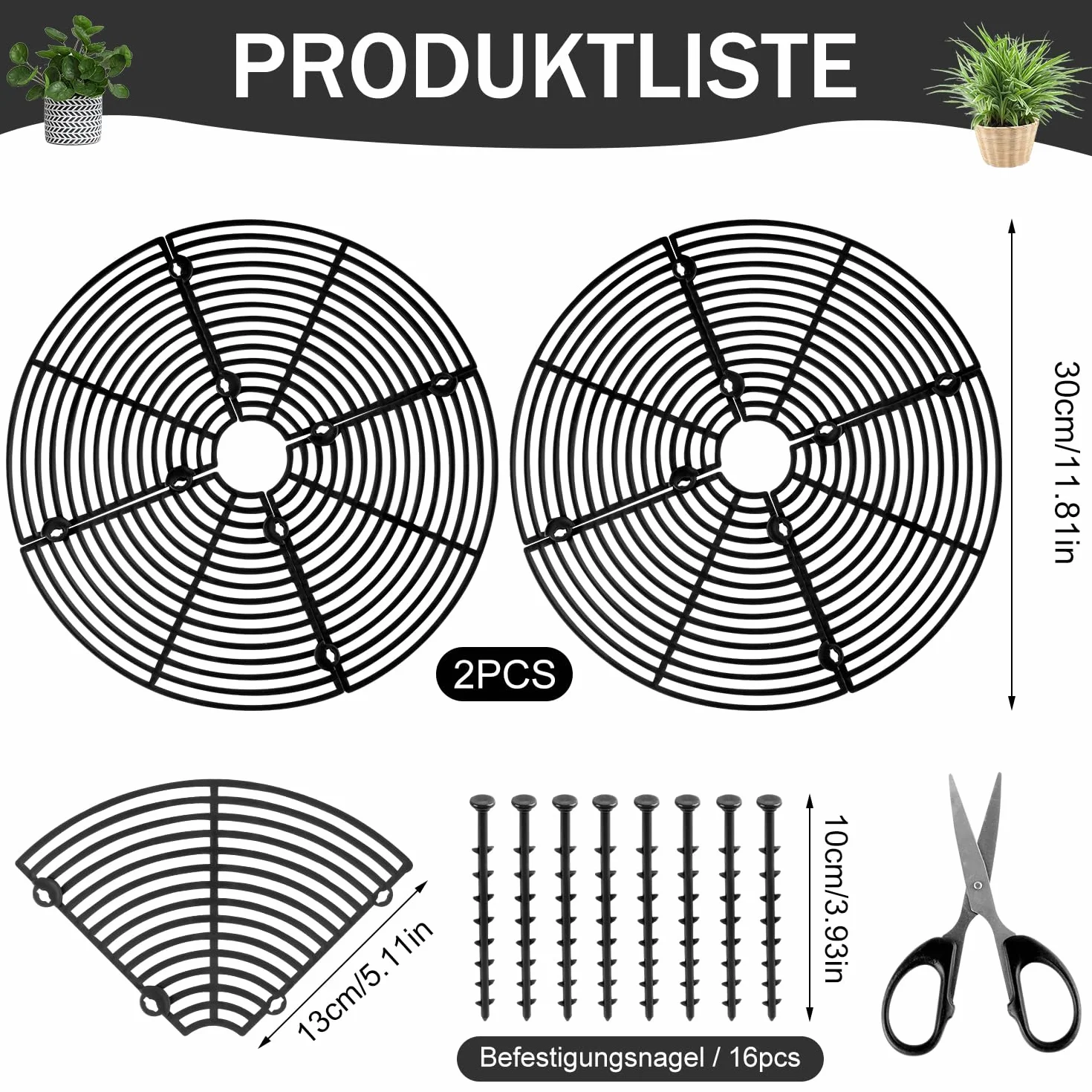 Kratka na doniczki 30 cm, 2 sztuki, ochrona roślin, przyjazna dla środowiska, nietoksyczna dla dzieci i zwierząt domowych, ochrona roślin w domu przed przewróceniem się