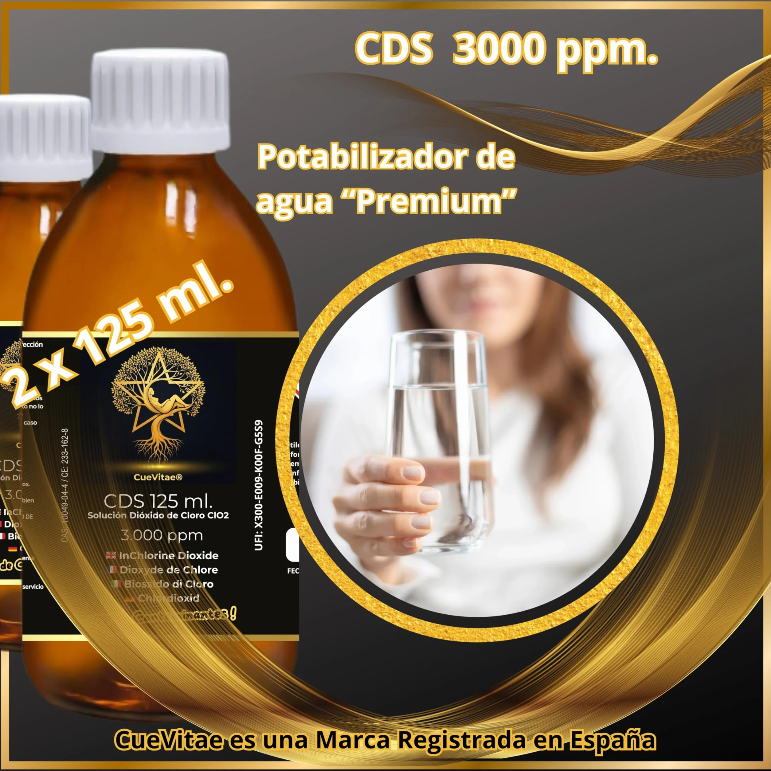 2 x 125 ml. CDS/CDL 3000 PPM (250 ml) | Najnowsza produkcja dwutlenku chloru | Produkt już aktywowany | Gotowy do dozowania | W tym Dozownik zapewniający większą precyzję