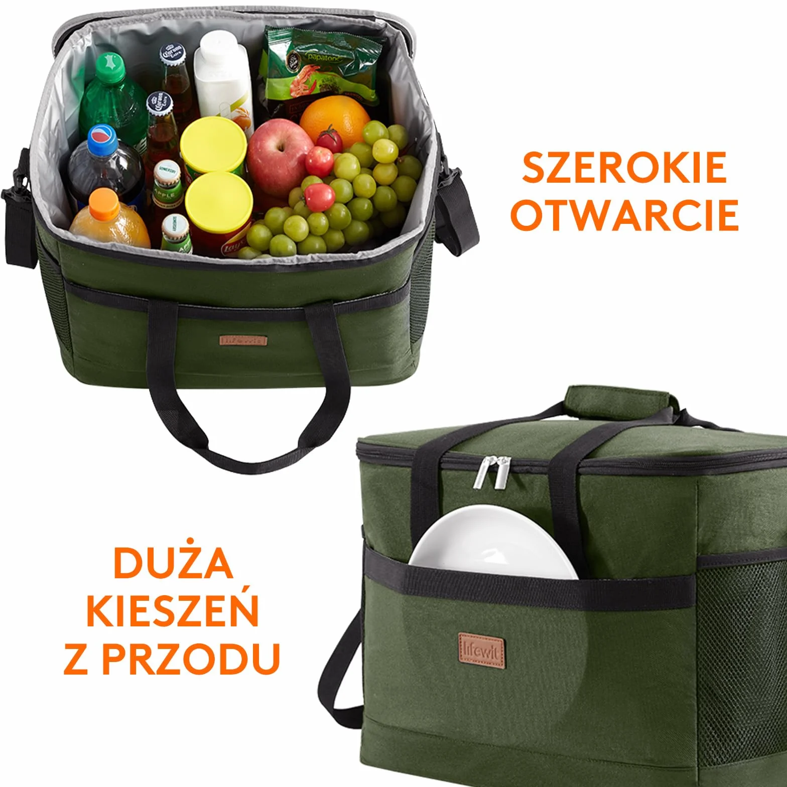 Lifewit Torba Termiczna Na Lunch, Torba Lunchowa Izolowana, Cooler Bag Składana i Izolowana Duża, Lunch Bag Dla Kobiet i Mężczyzn Praca Podróż Piknik