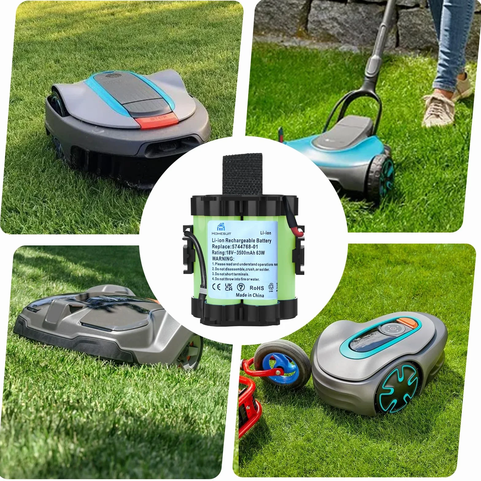 Homesuit 18 V 3500 mAh akumulator litowy, kompatybilny z kosiarką Gardena R80Li R75Li R70Li R50Li R45Li R40Li R38Li Husqvarna, automatyczna kosiarka 105, 305, 308, 308 x Flymo 1200R