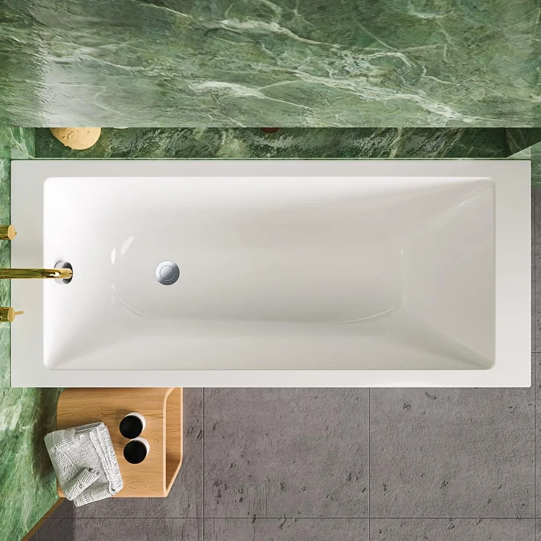 ECOLAM® wanna TAMI 140x70 cm prostokątna akrylowa biała nowoczesna elegancka wanna bezpośrednio od producenta w zestawie syfon silikon stelaż