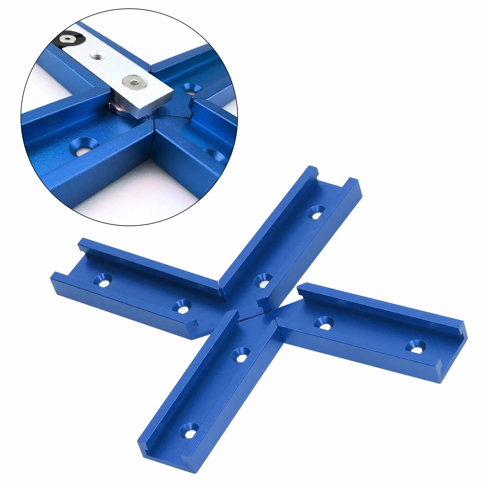 Złącze T Track , 4 szt., łatwy montaż, długość 100 mm, stabilne przesuwne złącza z gniazdem T, stop aluminium do cięcia (niebieski),Kompleksowy zestaw narzędzi