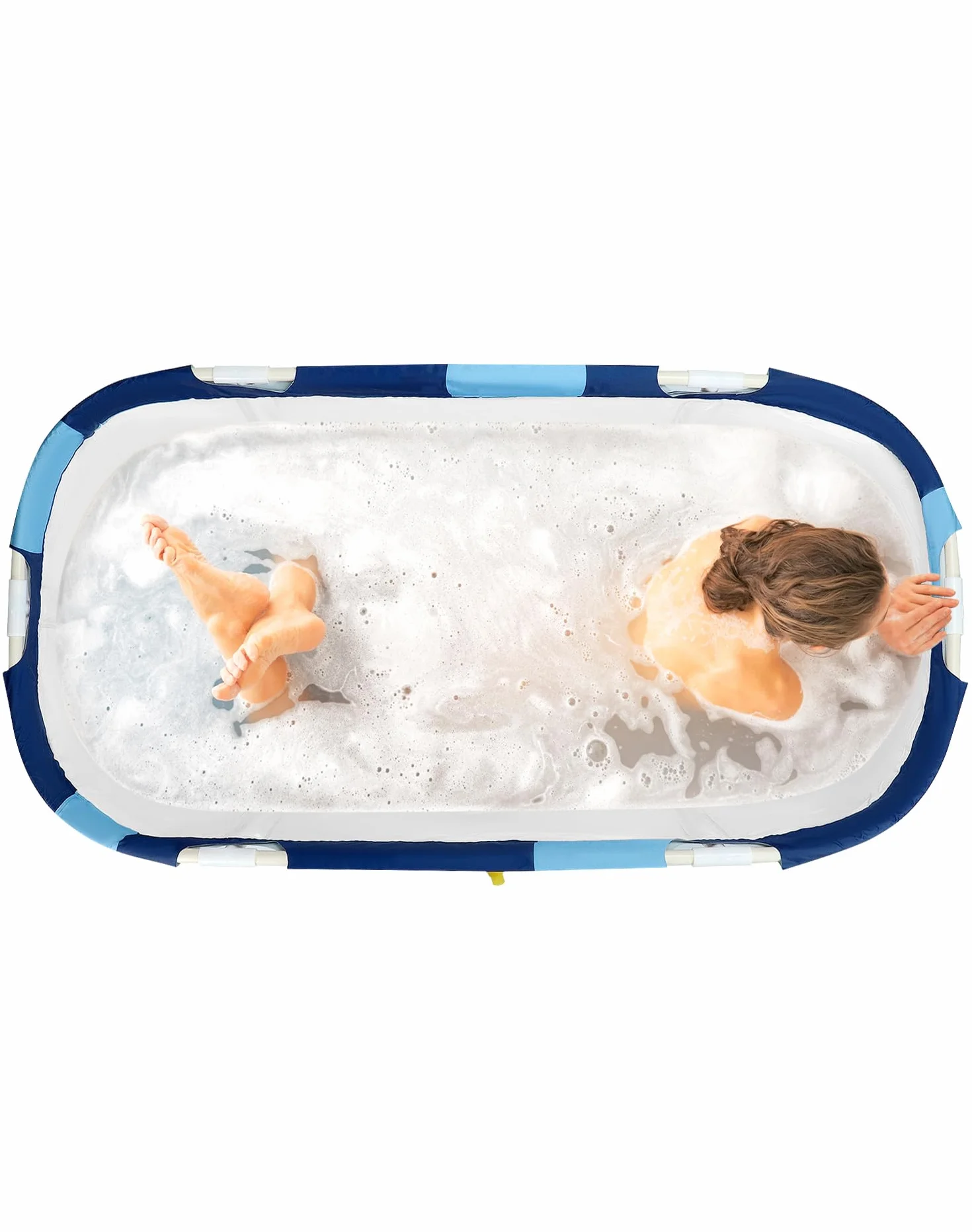 QWORK® Duża przenośna wanna 140 cm x 60 cm x 55 cm, składana plastikowa wanna dla dorosłych, wanna spa, do kąpieli w domu