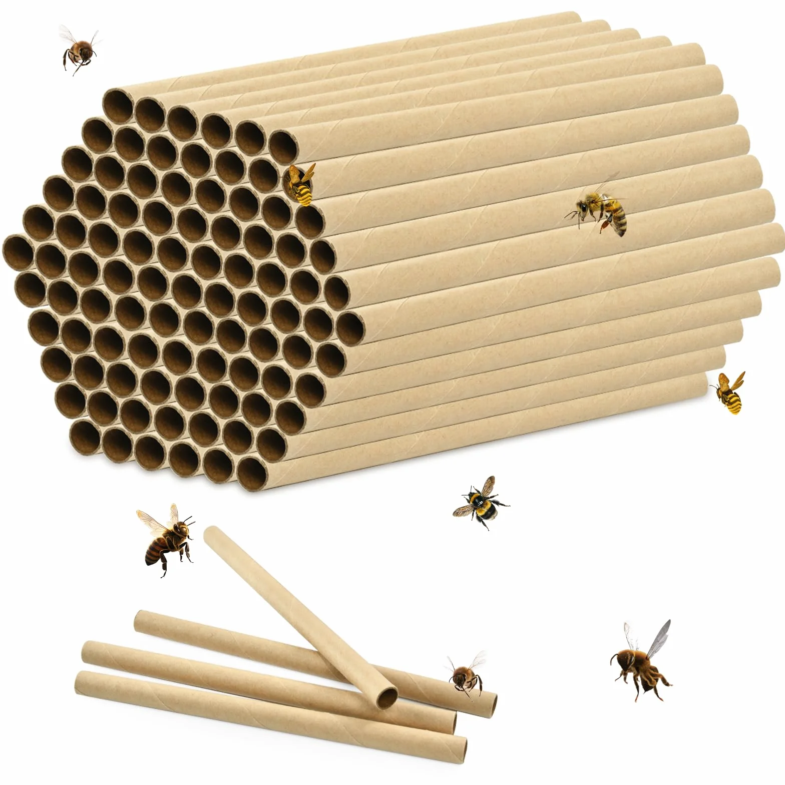 100 sztuk Mason Bee Tubes, 15 cm długości, wkład kartonowy do napełniania pszczelarza, Mason Bee Nesting Paper Tubes, do Mason Bee House, Bee House, Bee Hotele, Domek dla pszczół, tuleje lęgowe dla